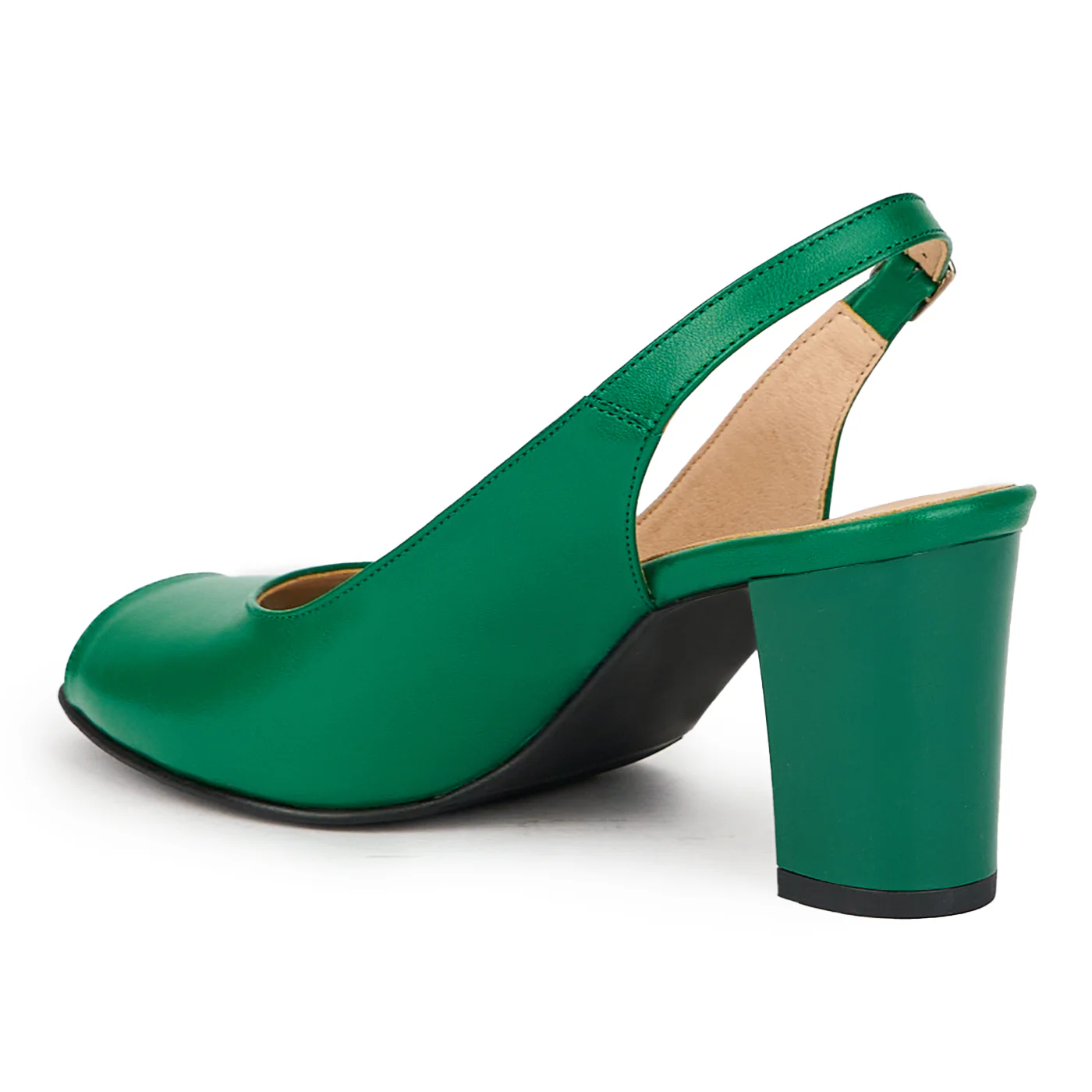 Sandale dama din piele naturala verde cu toc gros 7 cm 15708 - Image 2