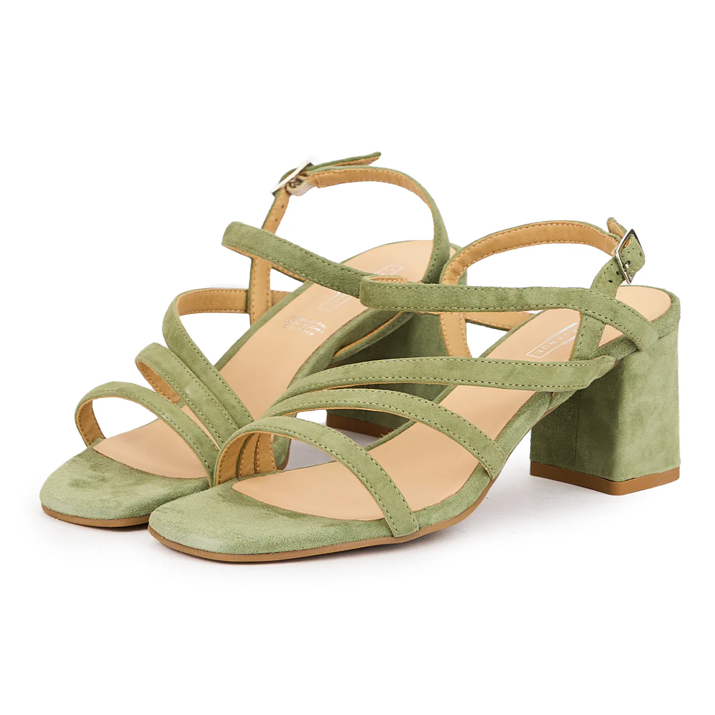 Sandale dama din piele naturala verde cu toc gros 7 cm 16194 - Image 3