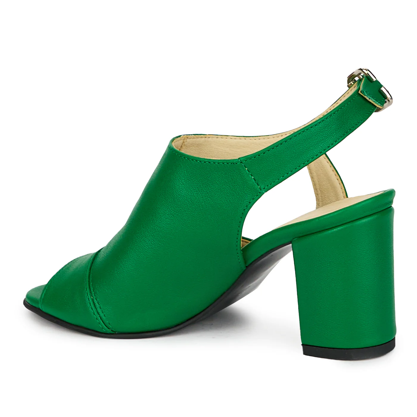 Sandale dama din piele naturala verde cu toc gros 7 cm 18182 - Image 2