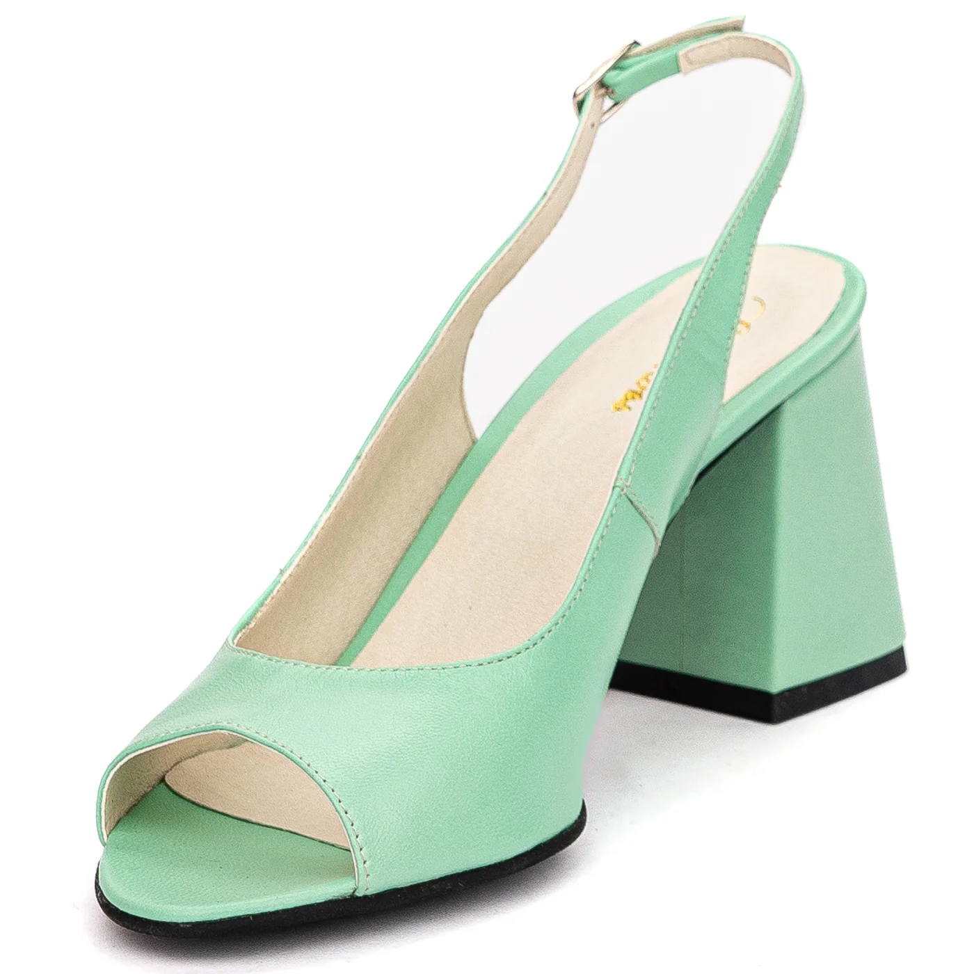 Sandale dama din piele naturala verde cu toc gros 8cm 13704 - Image 3