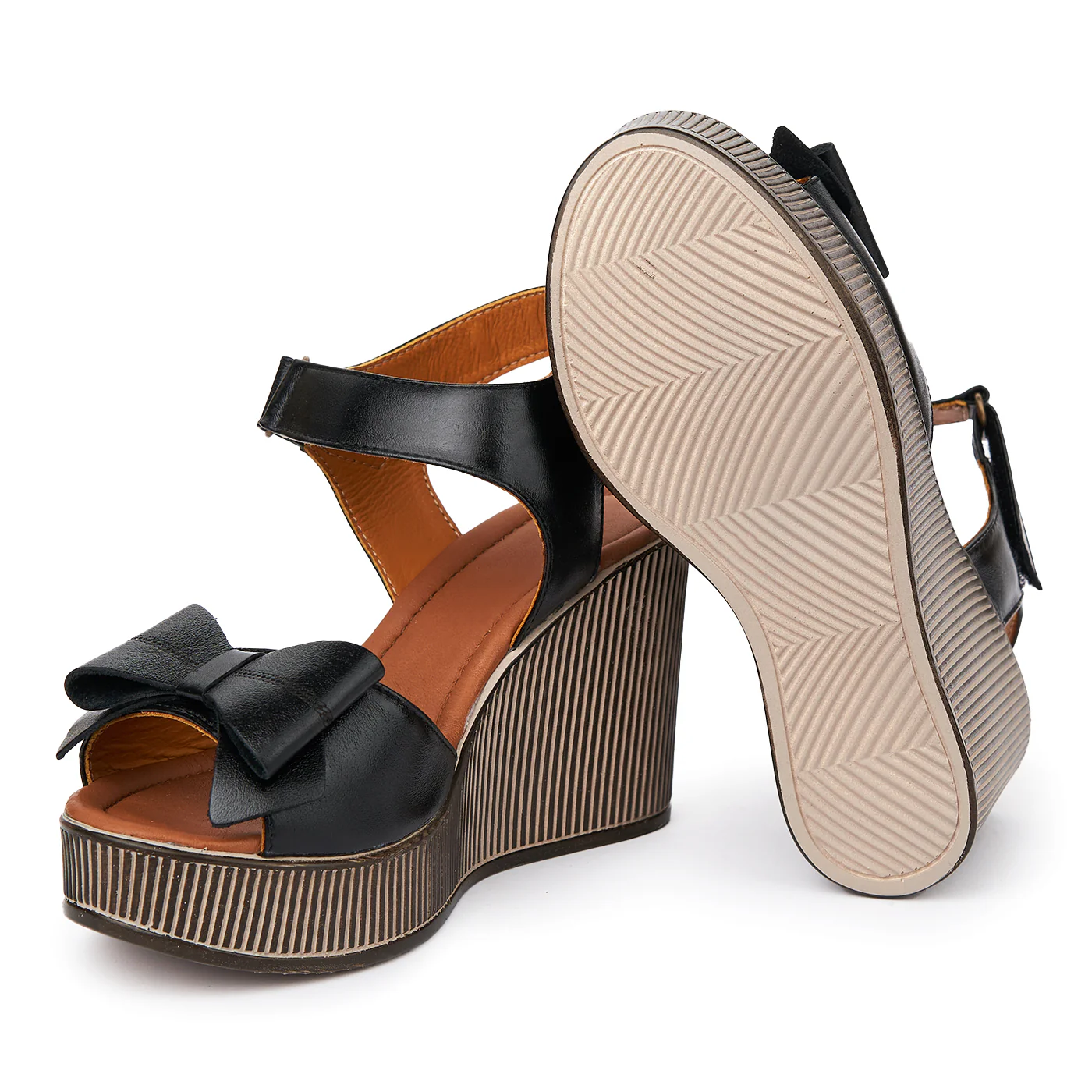 Sandale dama din piele neagra cu platforma 2366 - Image 3