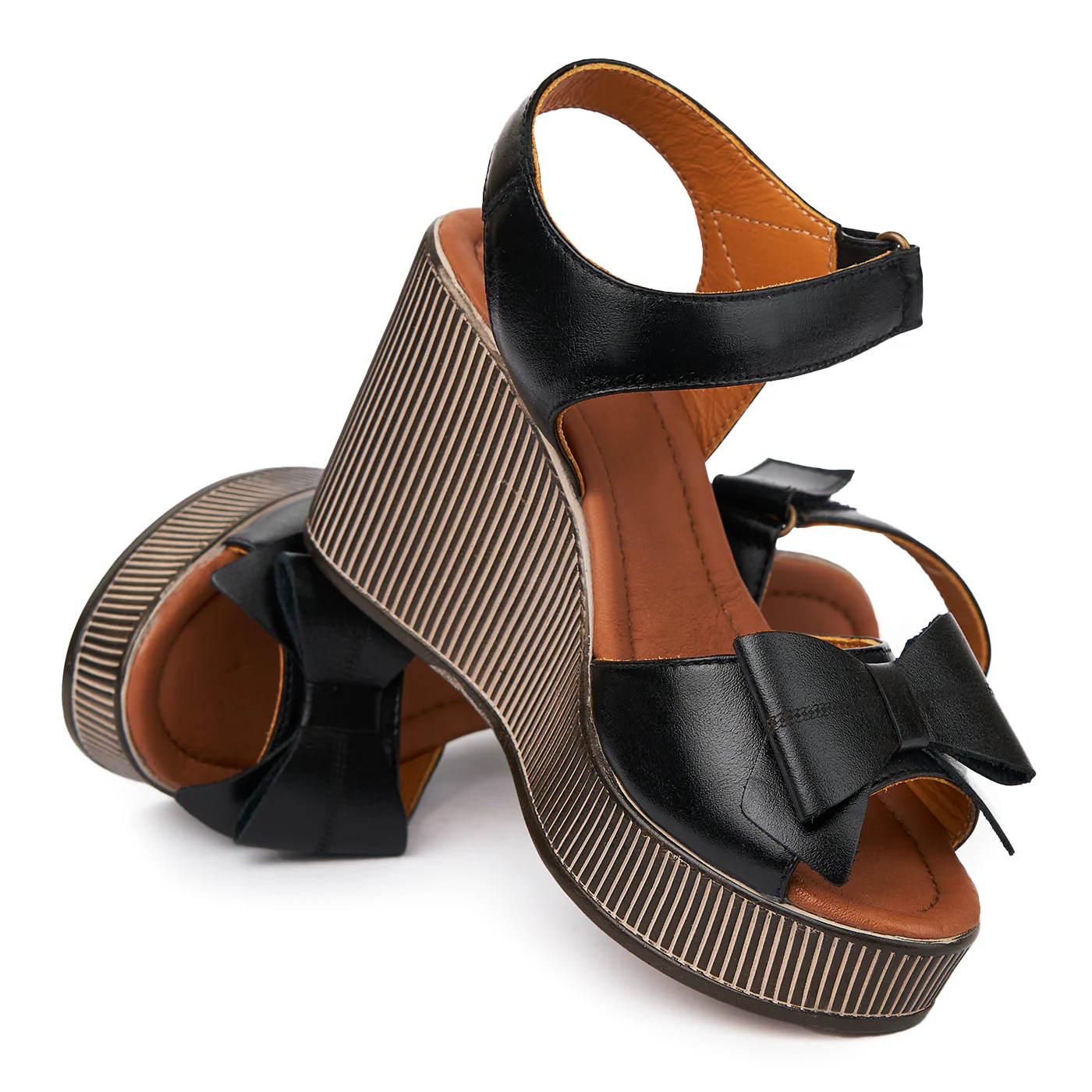 Sandale dama din piele neagra cu platforma 2366 - Image 4