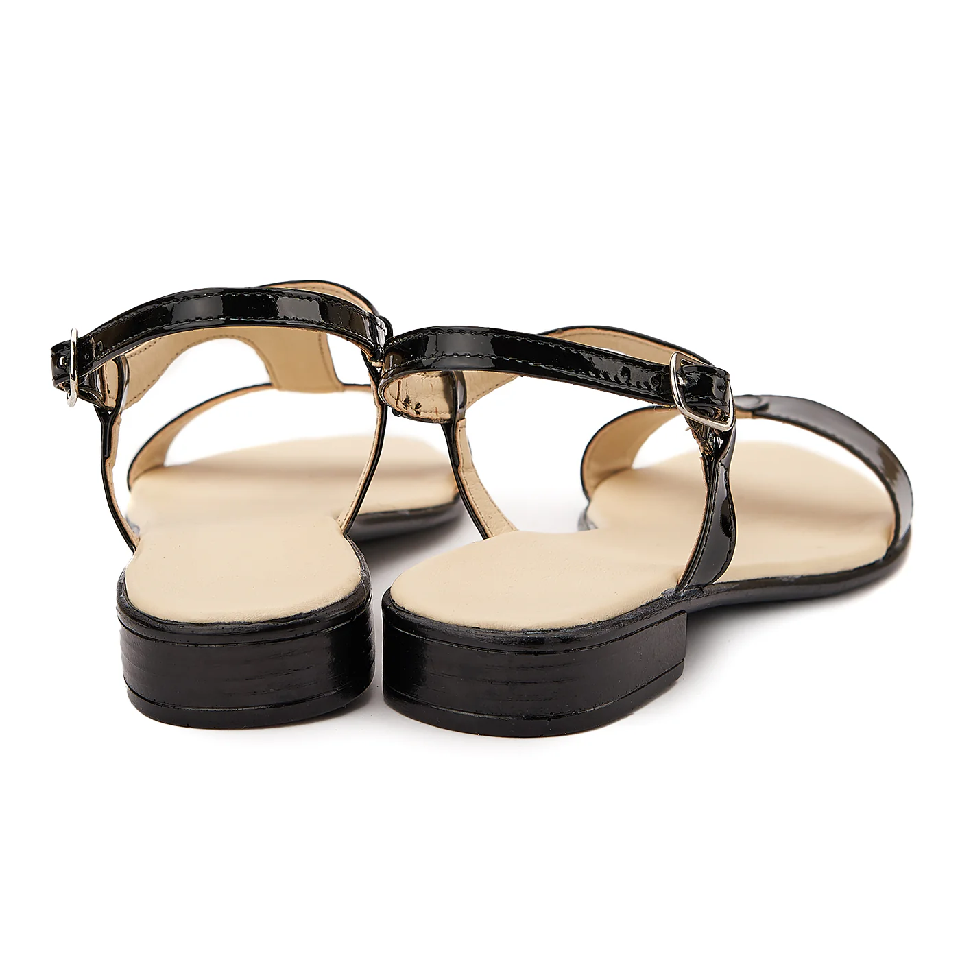Sandale dama din piele neagra cu toc mic 2081 - Image 2