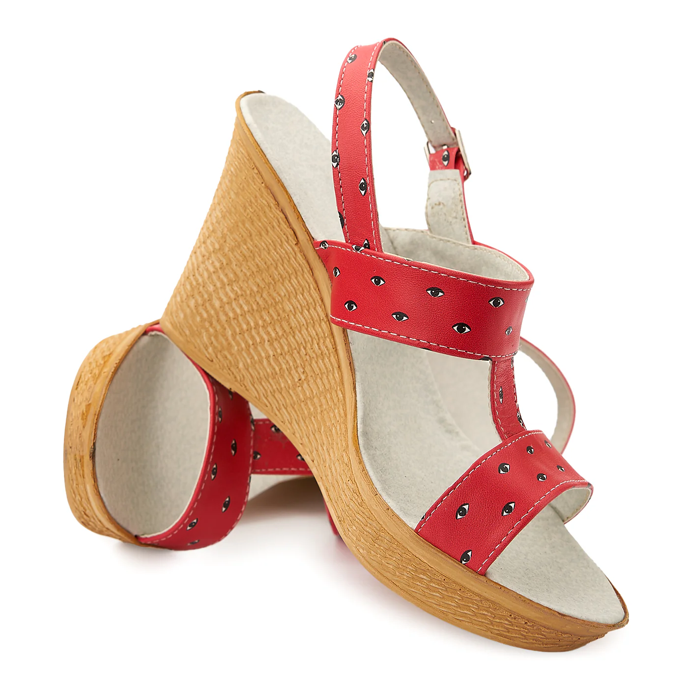 Sandale dama din piele rosie cu platforma 2062 - Image 4