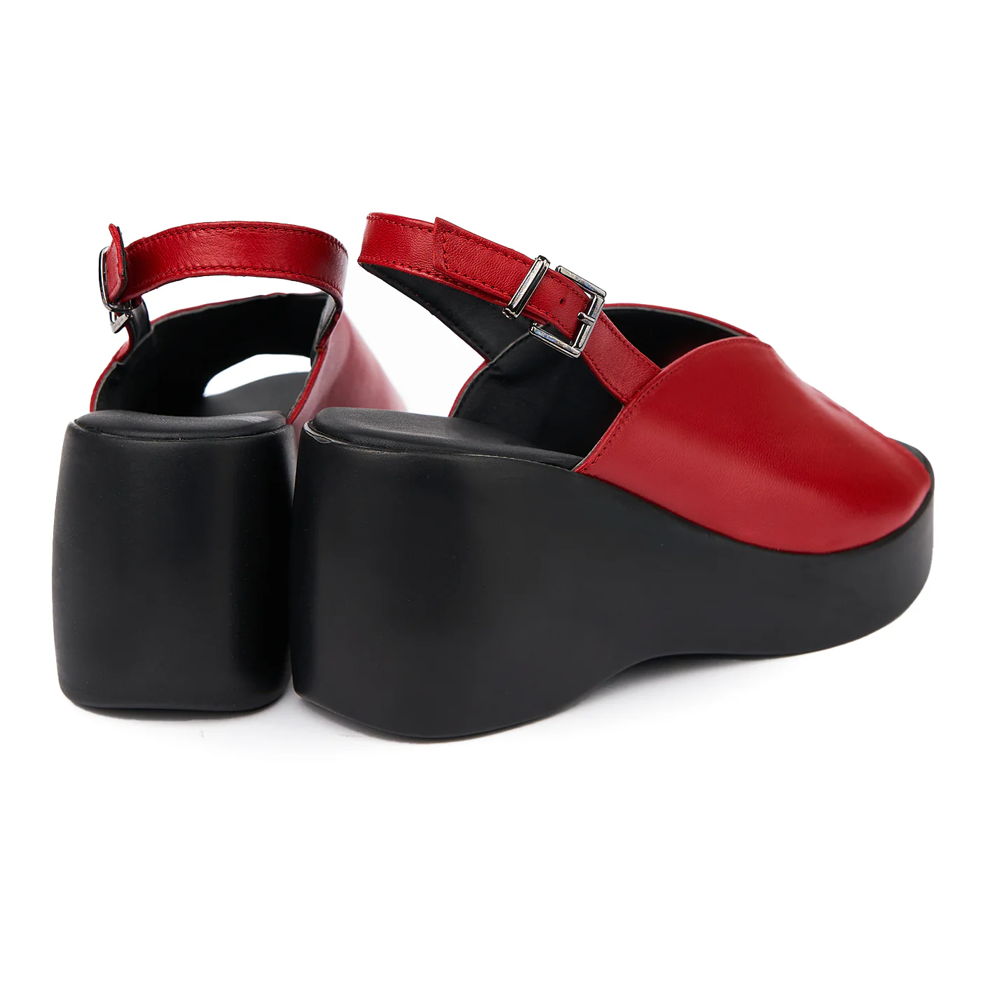 Sandale dama din piele rosie cu platforma 2397 - Image 2