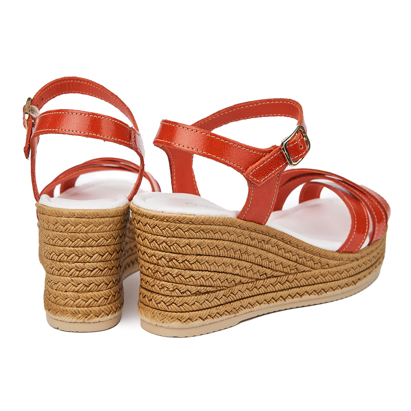 Sandale dama din piele rosie-portocalie cu platforma 2400 - Image 2