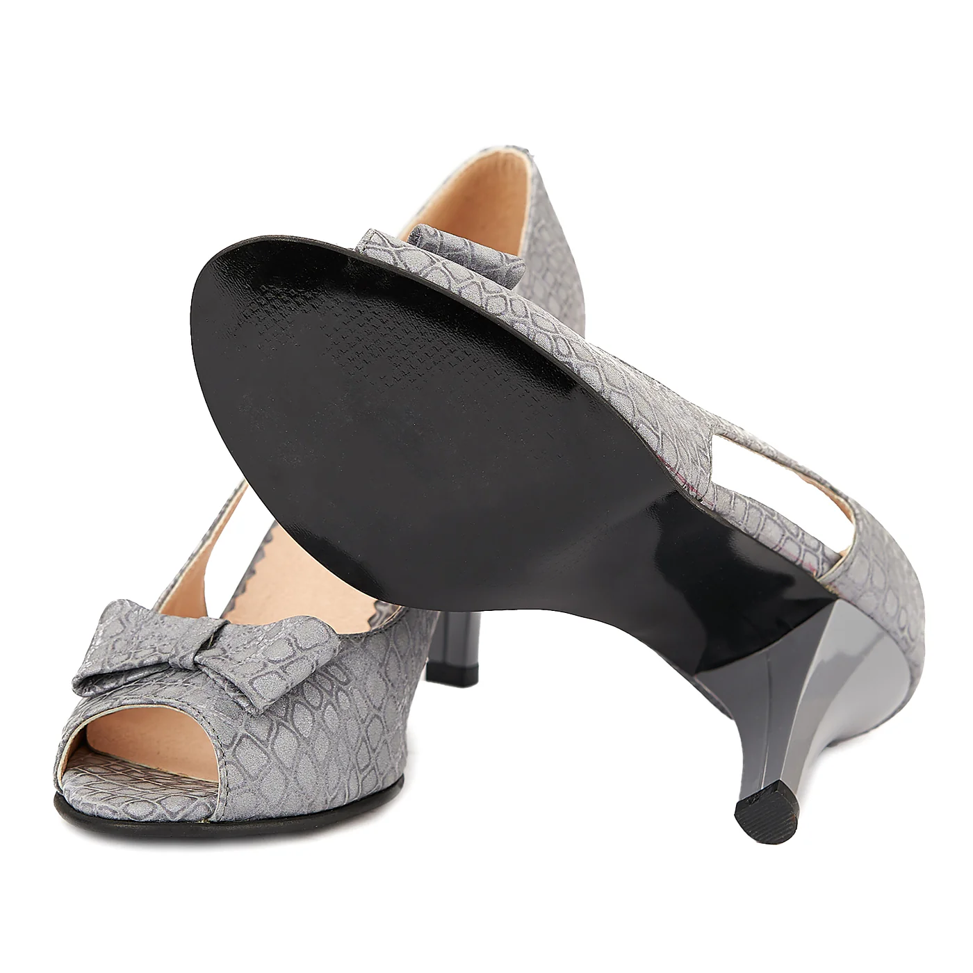 Pantofi dama eleganti din piele naturala gri 5040 - Image 3