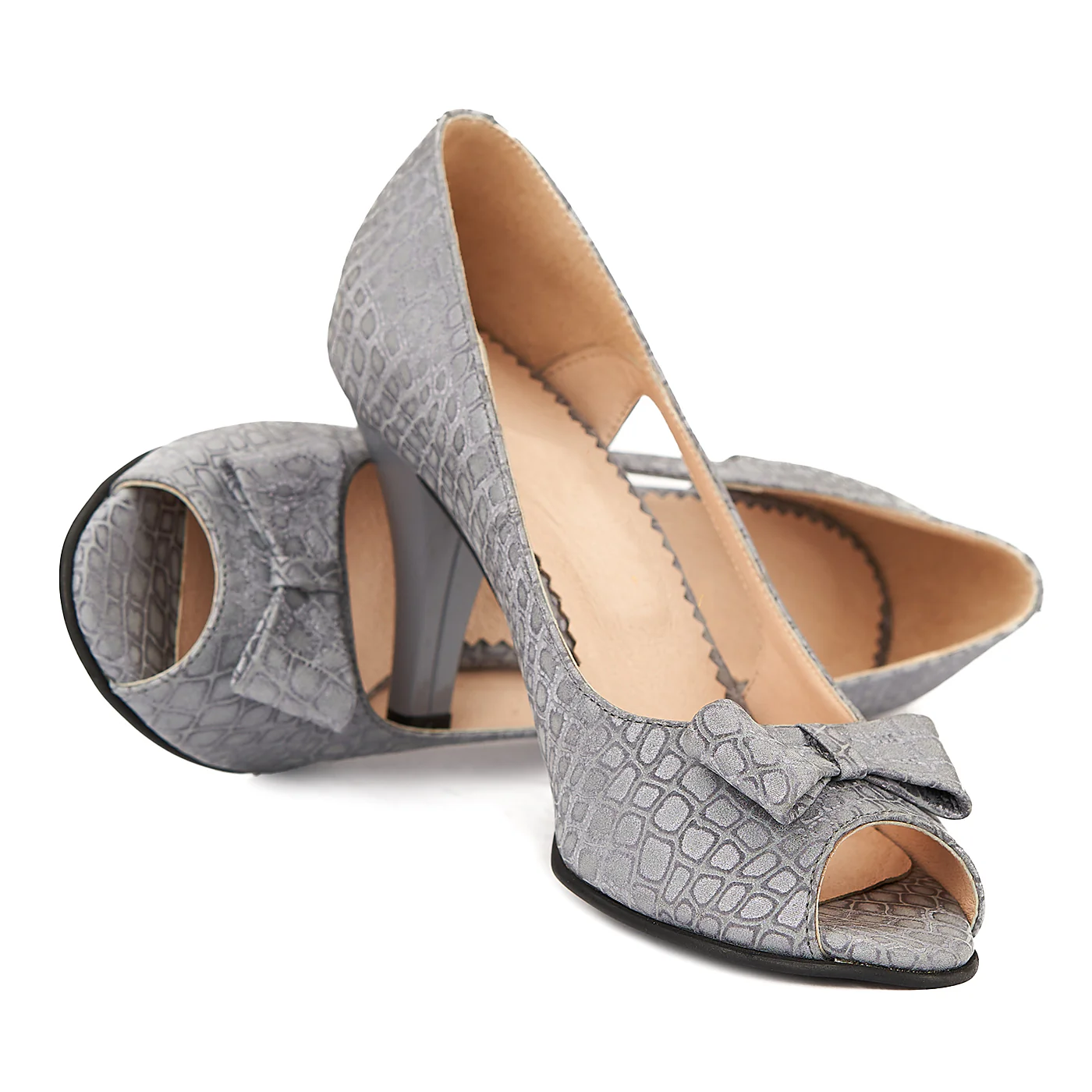 Pantofi dama eleganti din piele naturala gri 5040 - Image 4