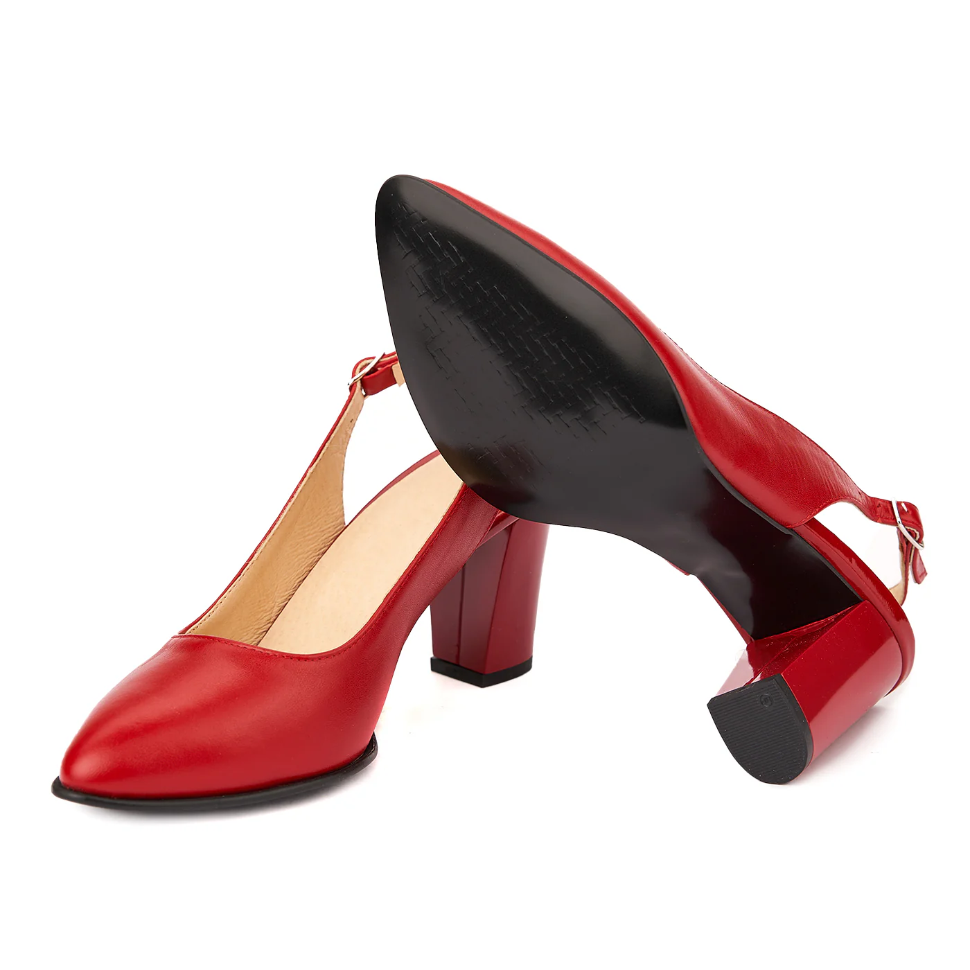 Sandale dama elegante din piele naturala rosie 5219 - Image 3