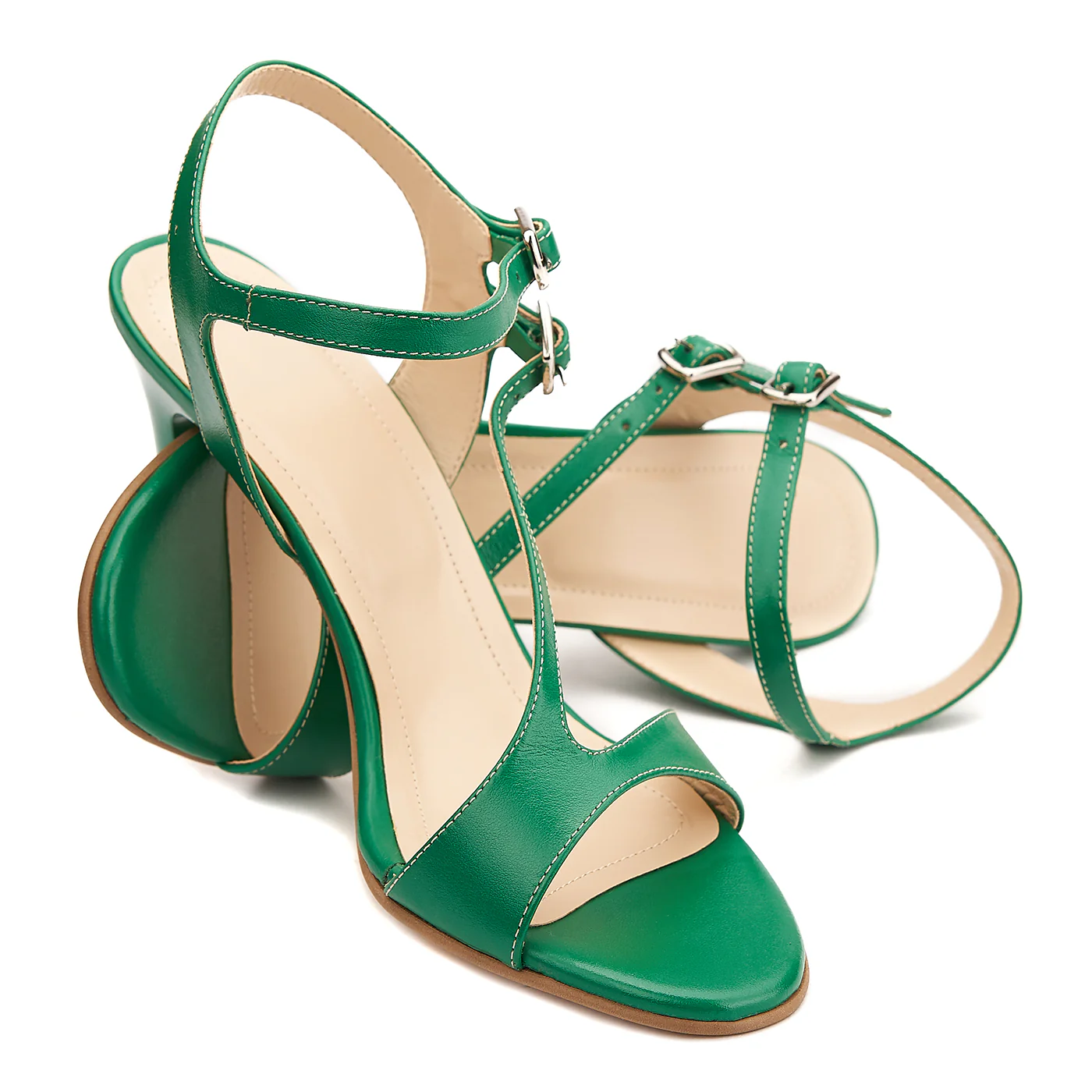 Sandale dama elegante din piele naturala verde 5196 - Image 4