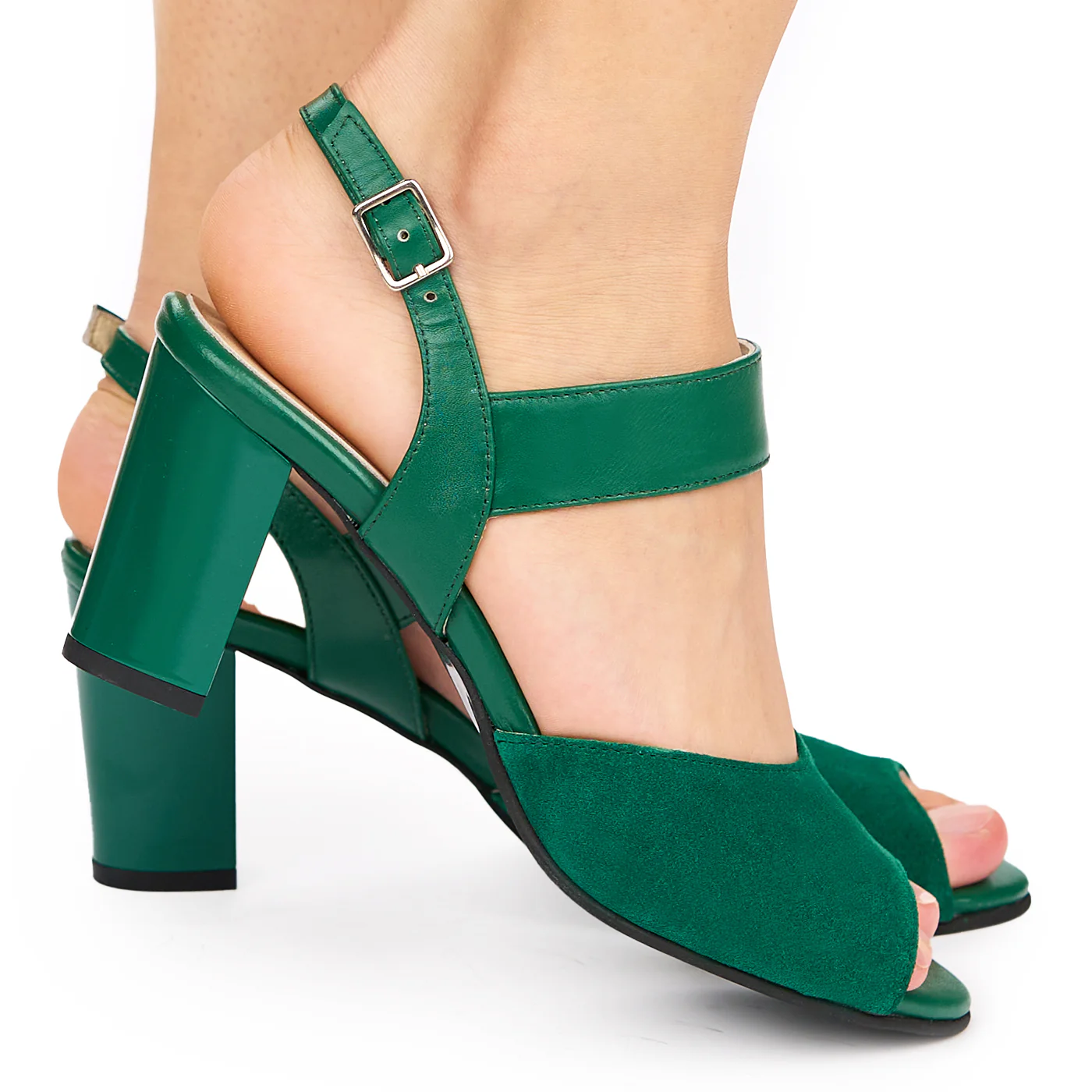 Sandale dama elegante din piele naturala verde 9020