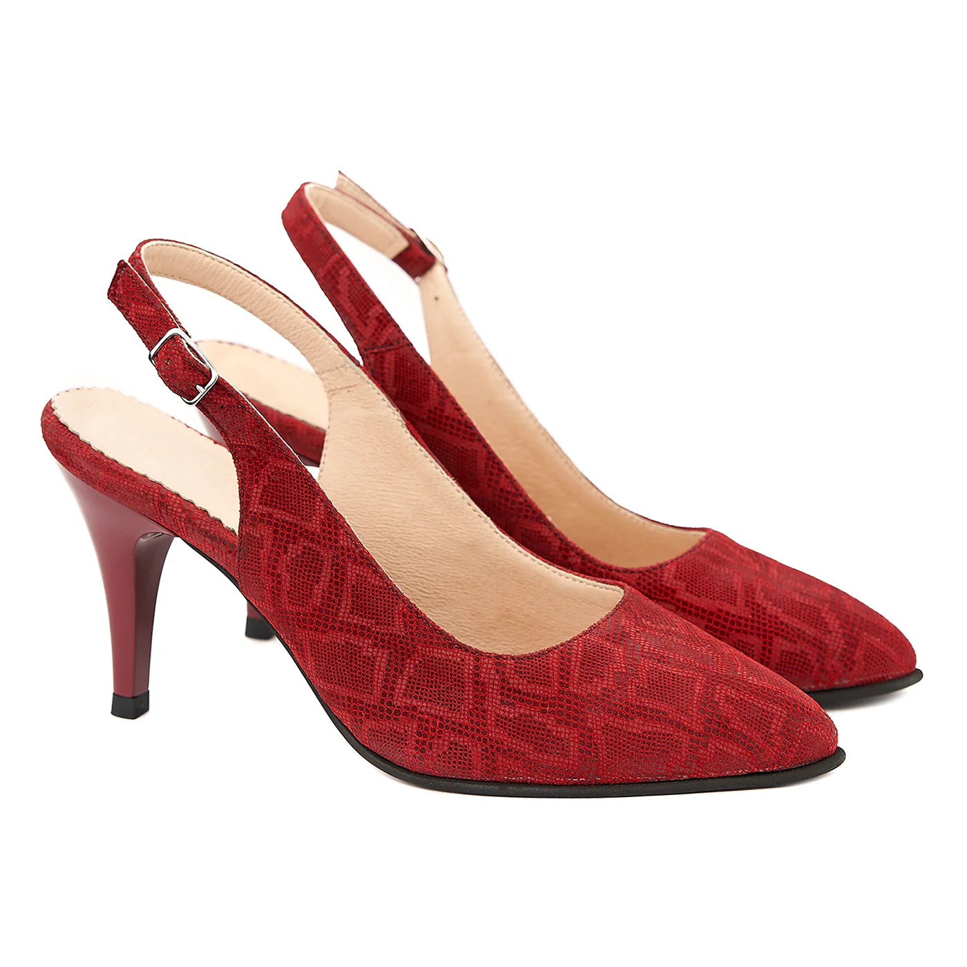 Sandale dama elegante din piele rosie cu model 5003
