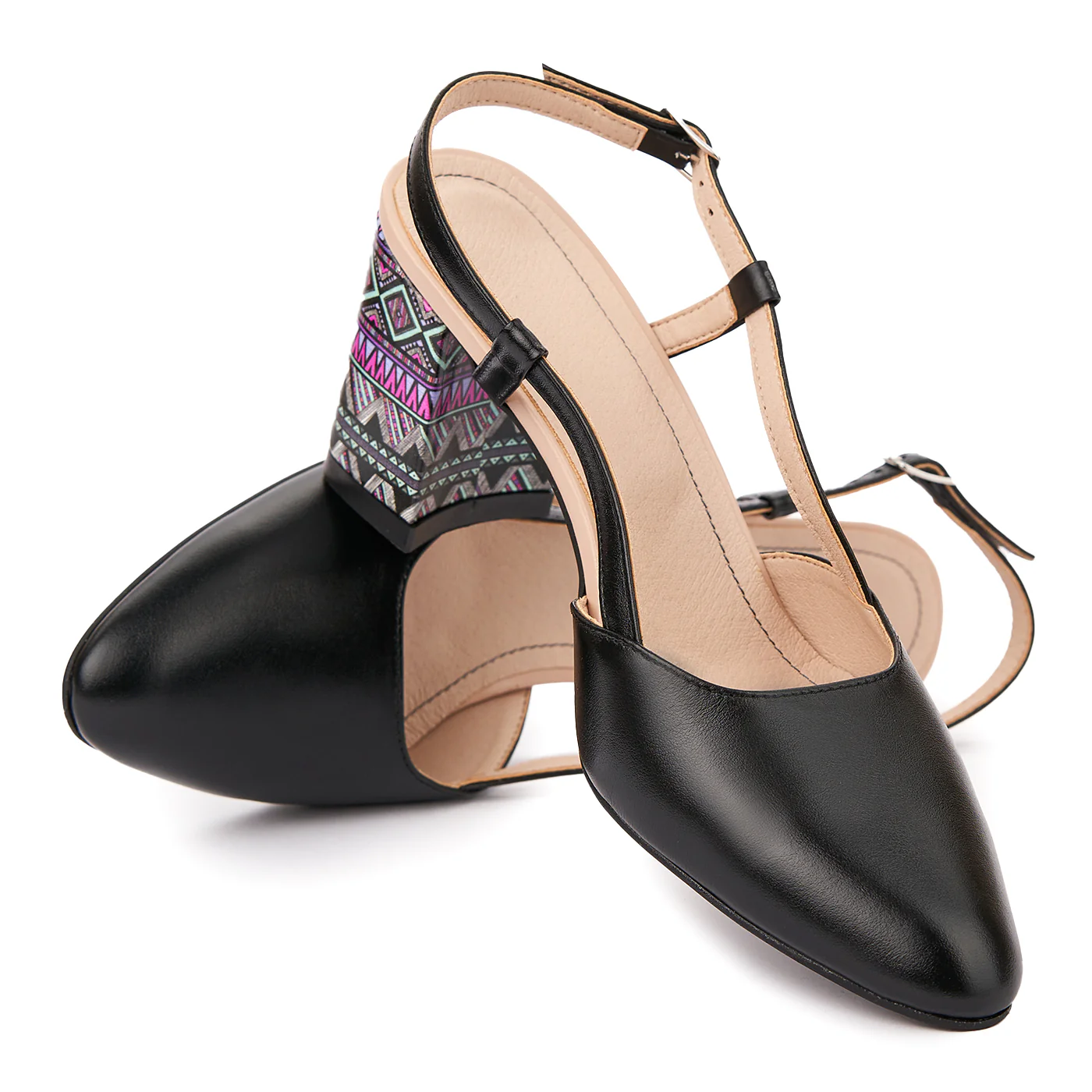 Sandale dama toc gros din piele naturala neagra 5329 - Image 4