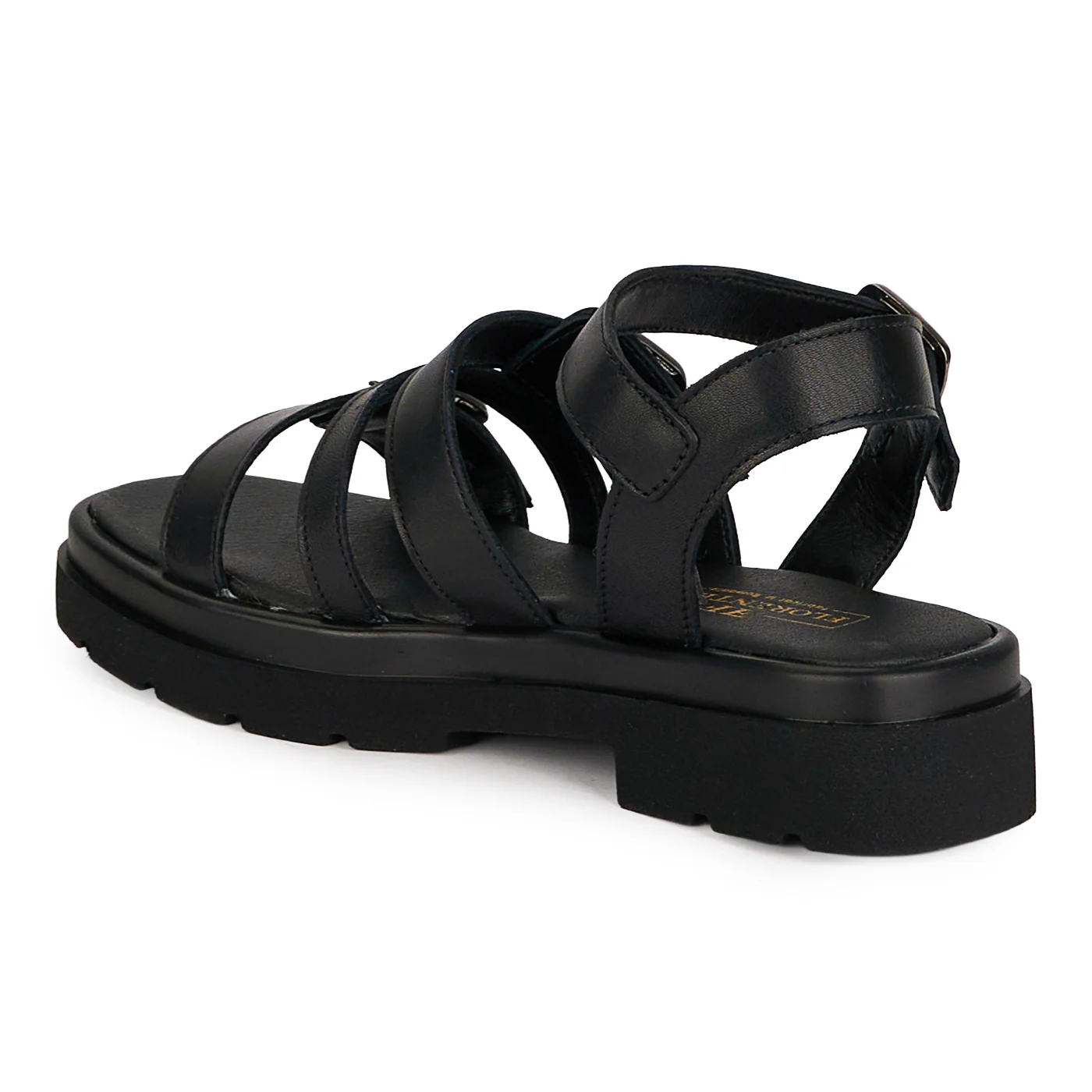 Sandale din piele naturala neagra cu talpa joasa 18660 - Image 2