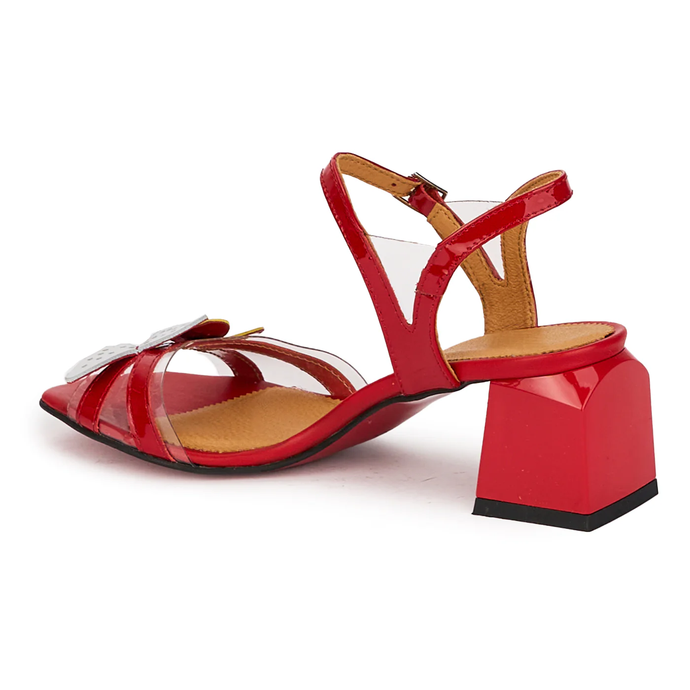Sandale elegante dama din piele naturala rosie cu toc gros 6 cm 18299 - Image 2