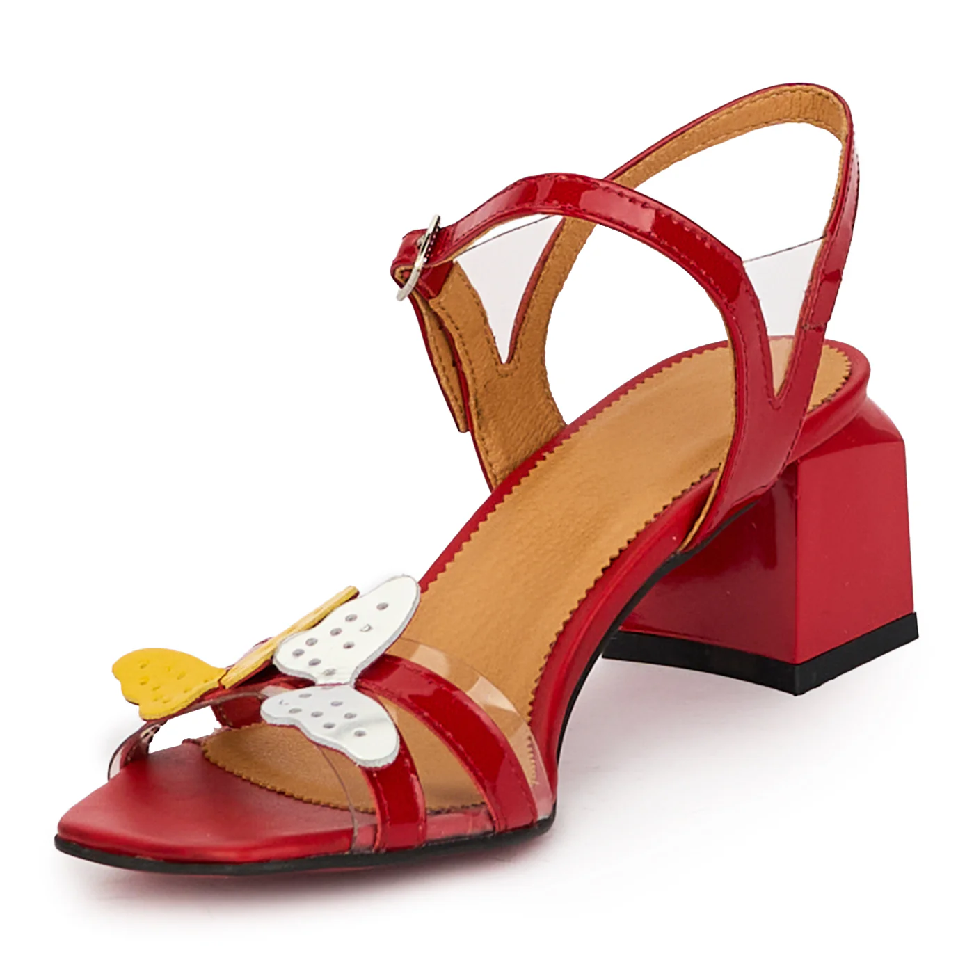 Sandale elegante dama din piele naturala rosie cu toc gros 6 cm 18299 - Image 3