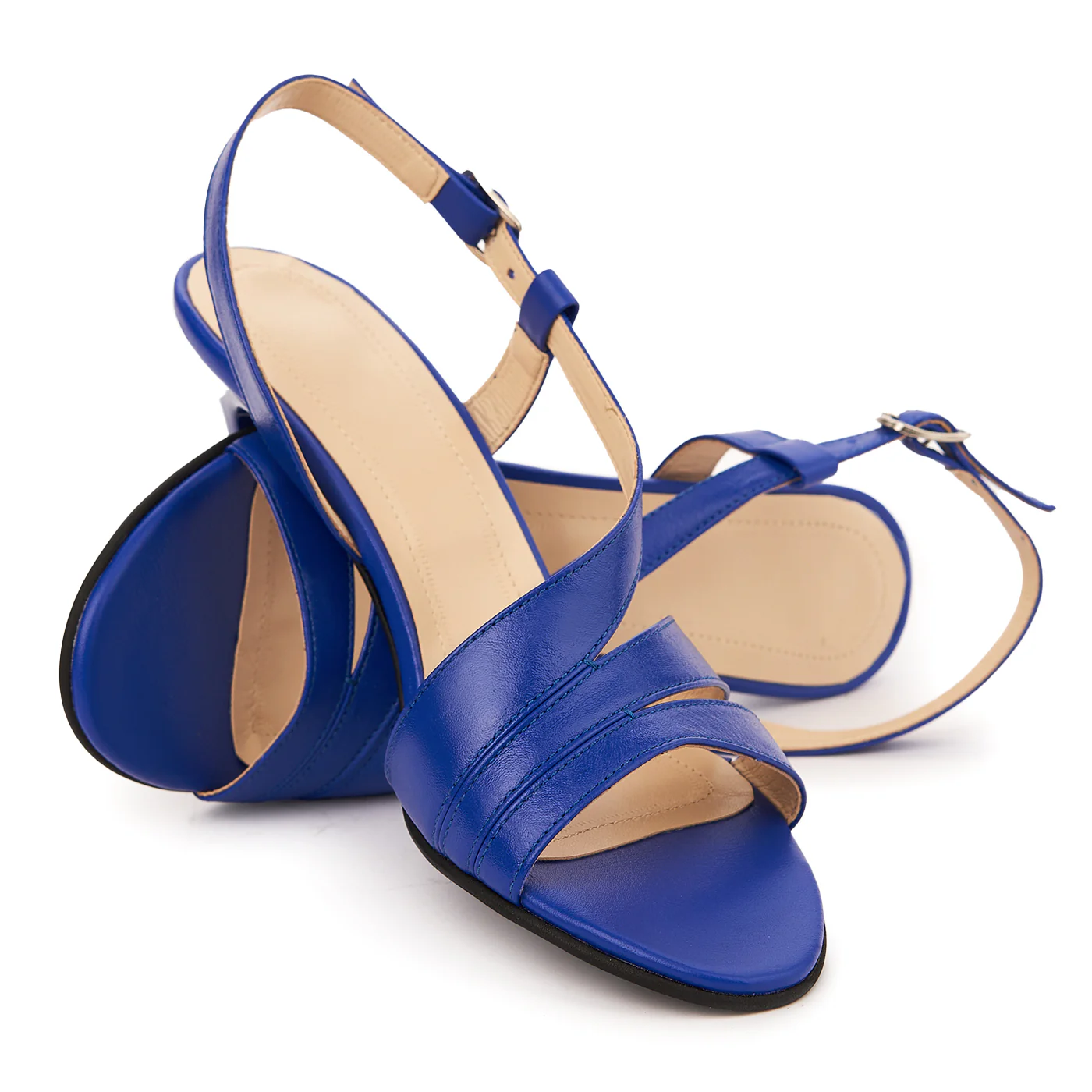 Sandale elegante din piele naturala albastru electric 5750 - Image 4