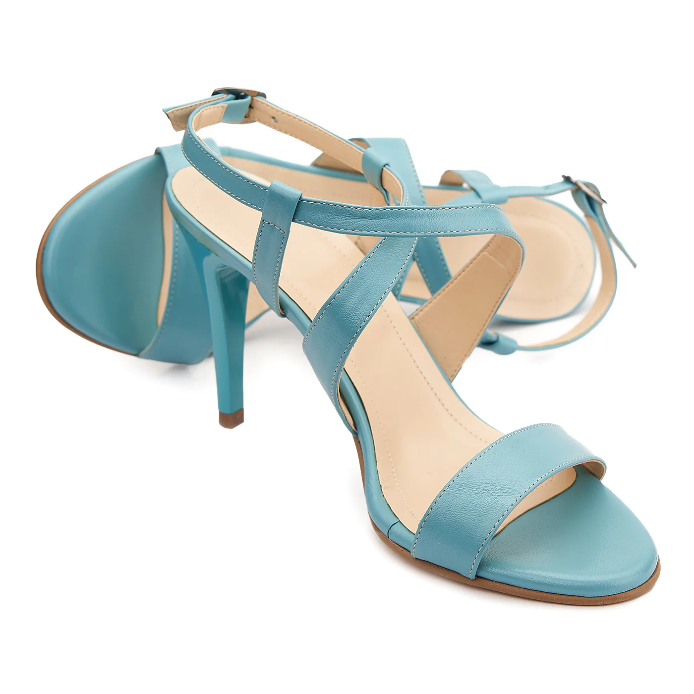 Sandale elegante din piele naturala bleu 5179 - Image 4