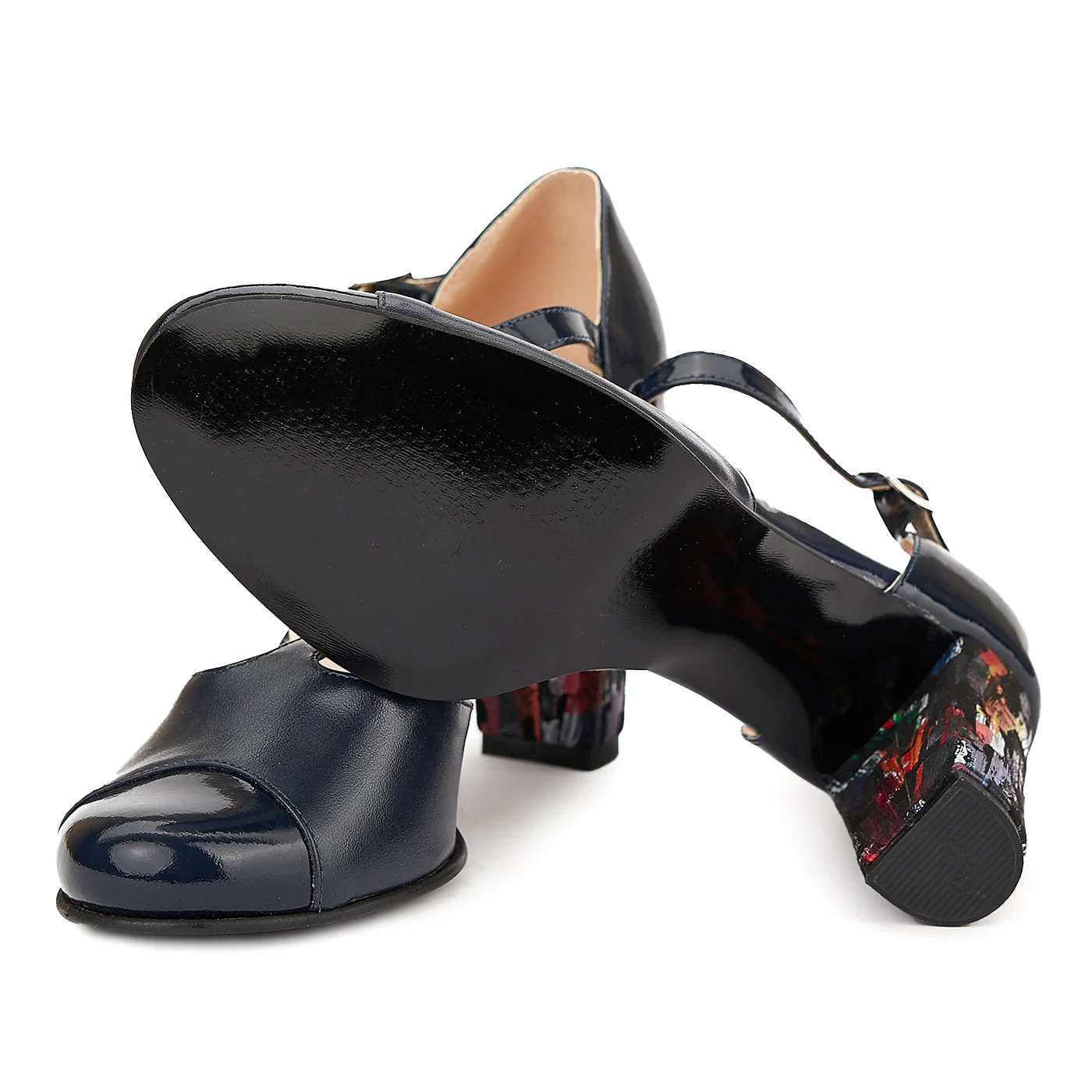 Sandale elegante din piele naturala bleumarine 5058 - Image 3