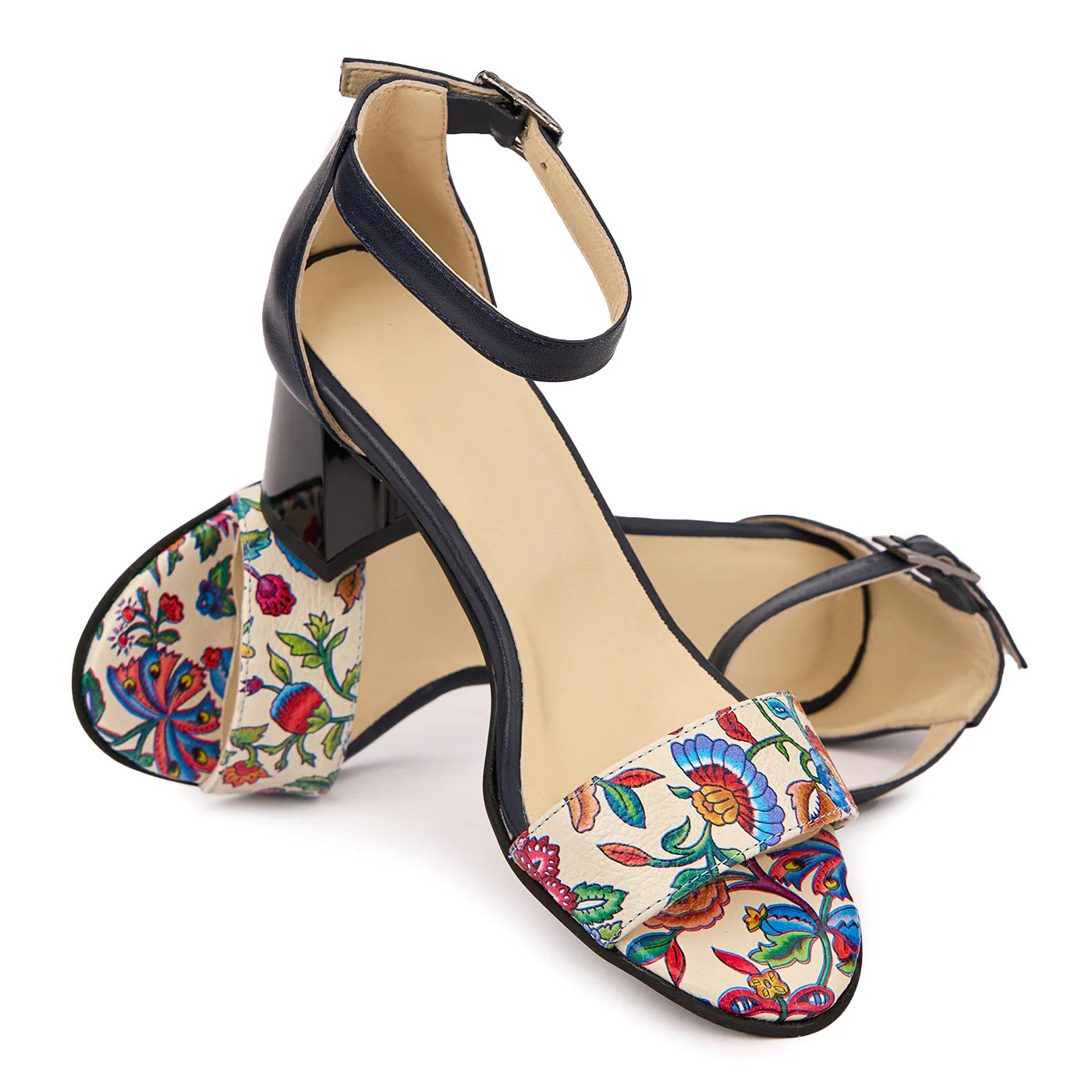 Sandale elegante din piele naturala floral 5802 - Image 4