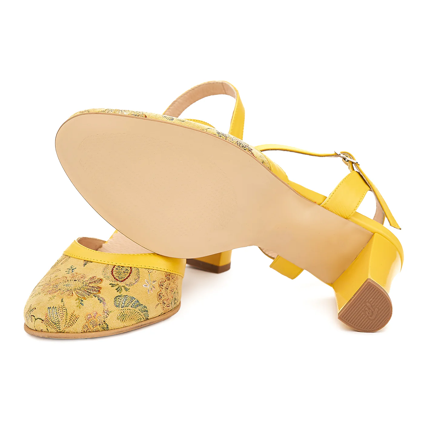 Sandale elegante din piele naturala galbena 5028 - Image 3