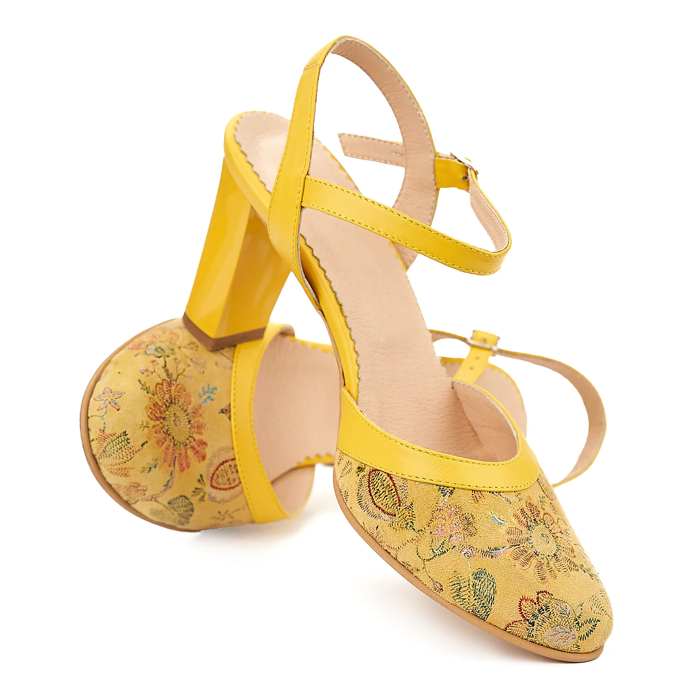 Sandale elegante din piele naturala galbena 5028 - Image 4