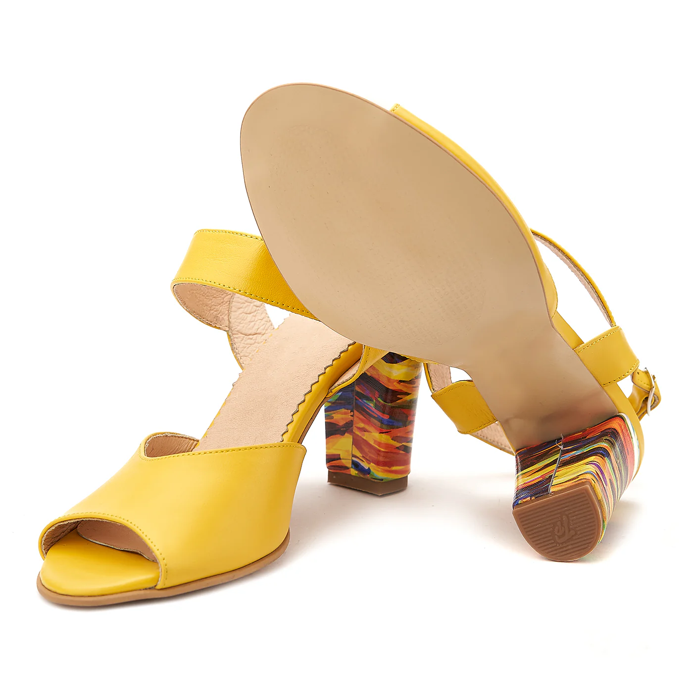 Sandale elegante din piele naturala galbena 5081 - Image 3