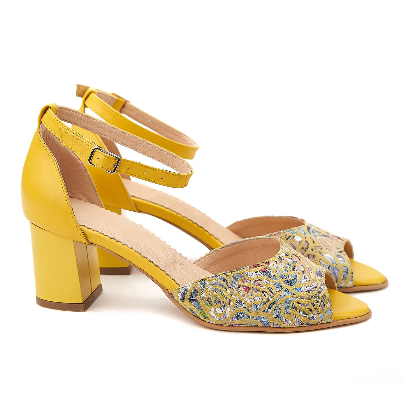 Sandale elegante din piele naturala galbena 5087