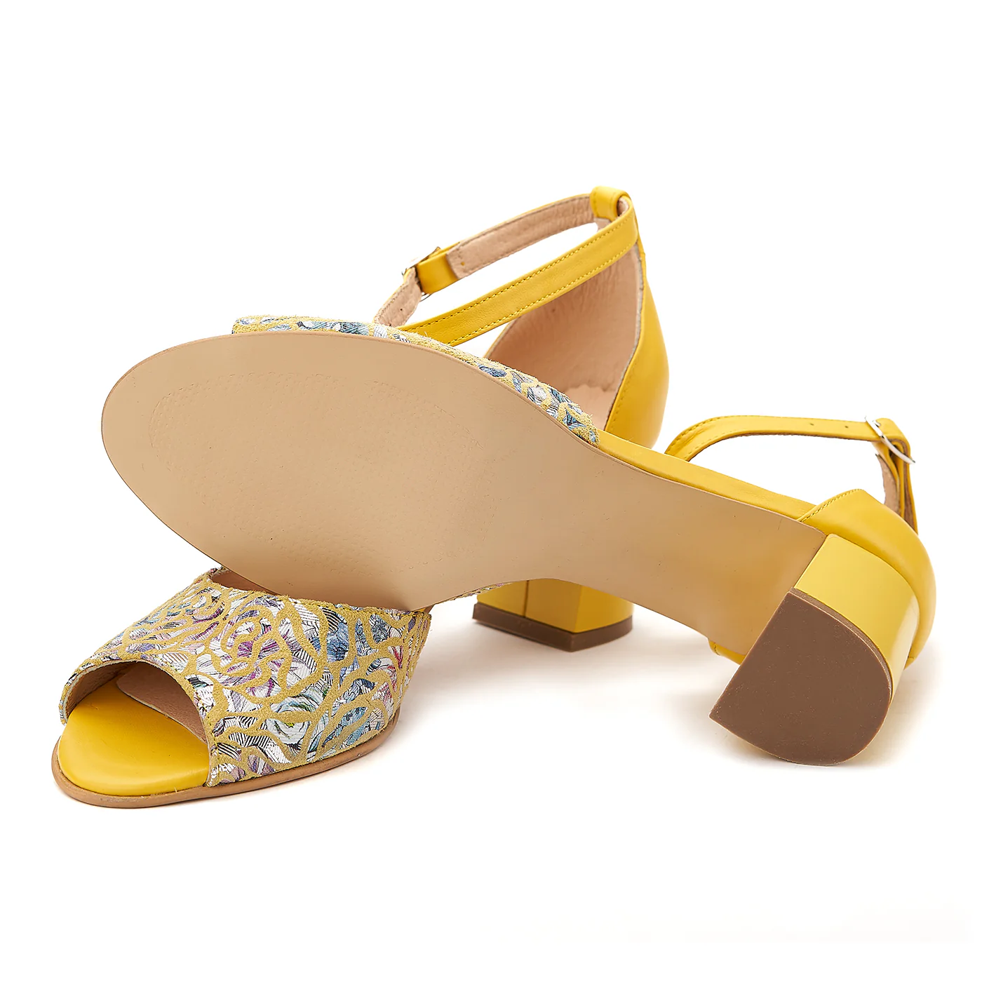 Sandale elegante din piele naturala galbena 5087 - Image 3