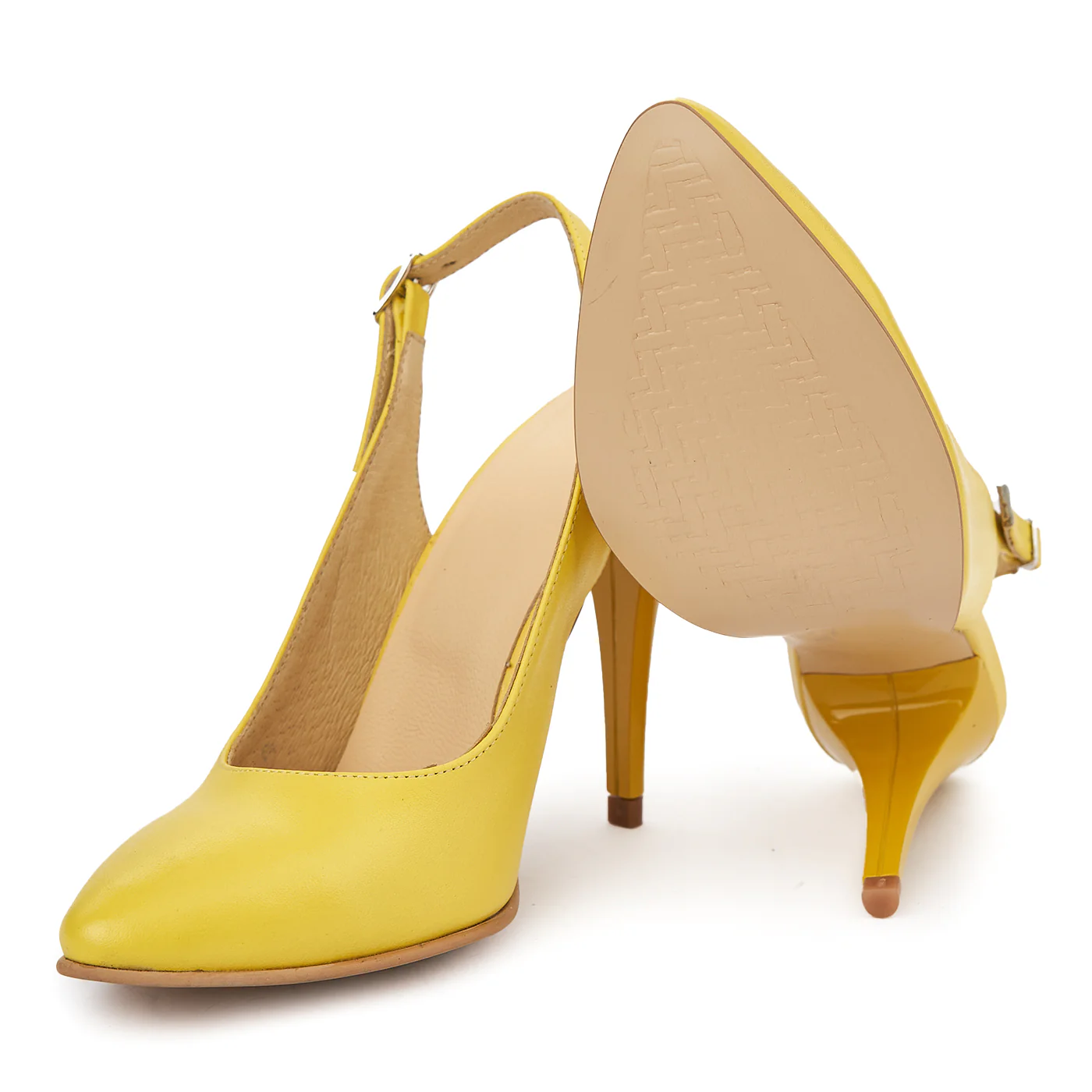 Sandale elegante din piele naturala galbena 5605 - Image 3