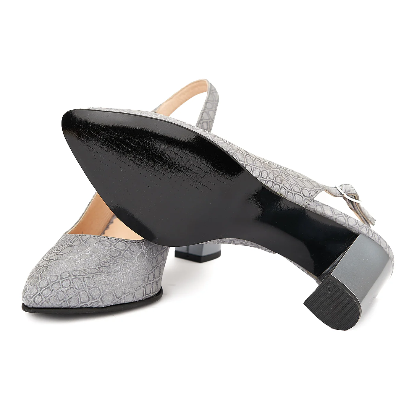 Sandale elegante din piele naturala gri 5032 - Image 3