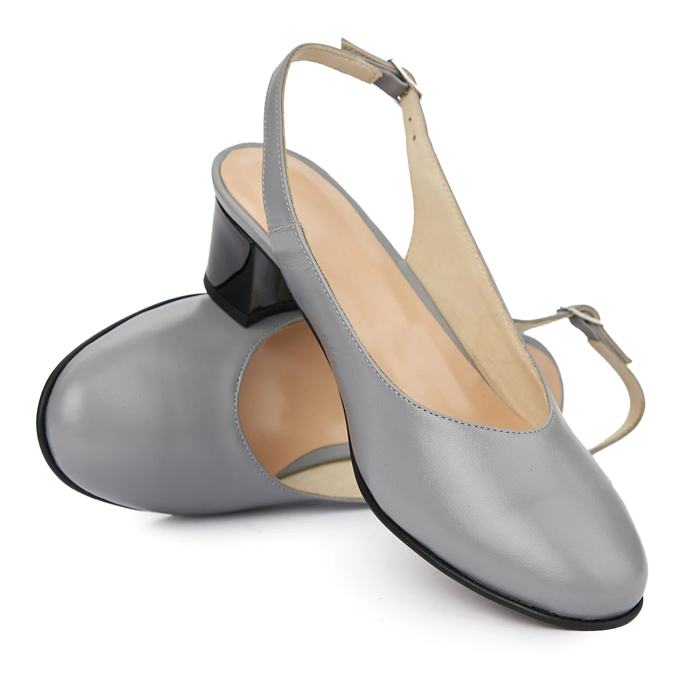 Sandale elegante din piele naturala gri 5420 - Image 4
