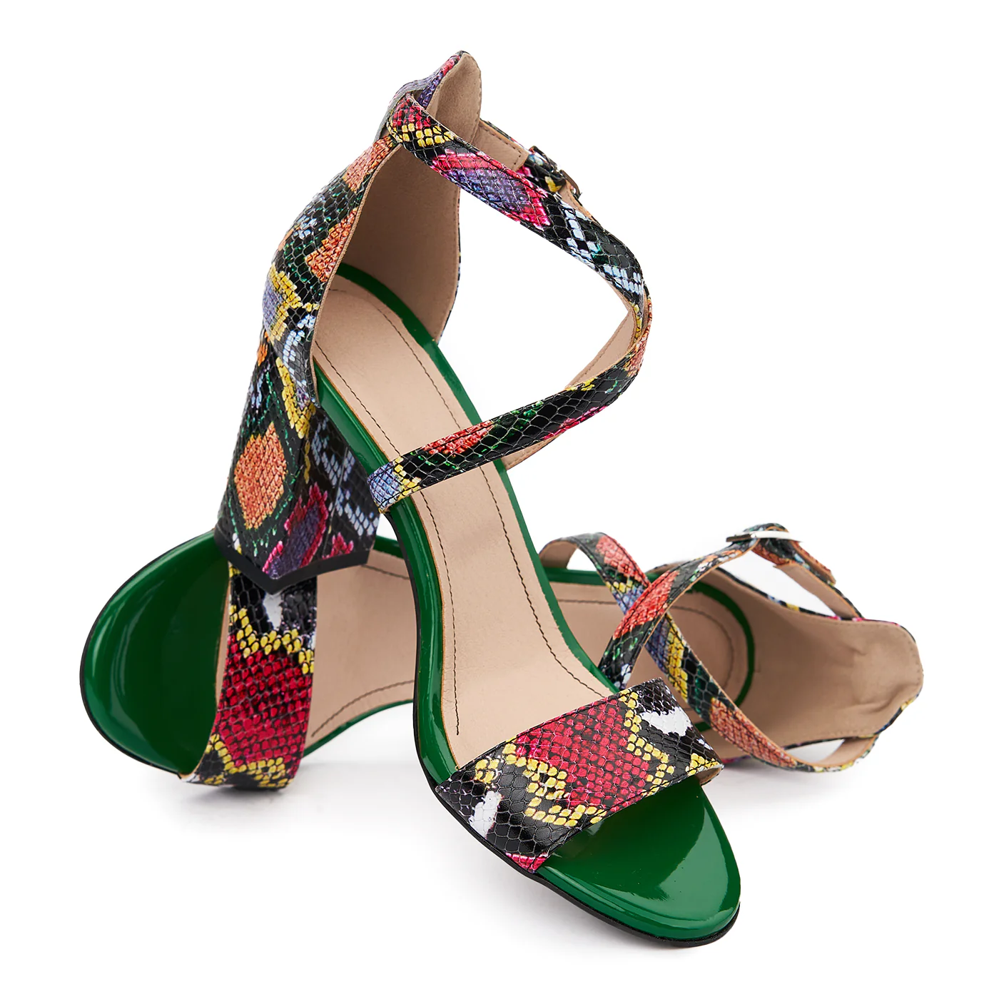 Sandale Elegante Din Piele Naturala Model Sarpe Multicolor 5472 - Image 3