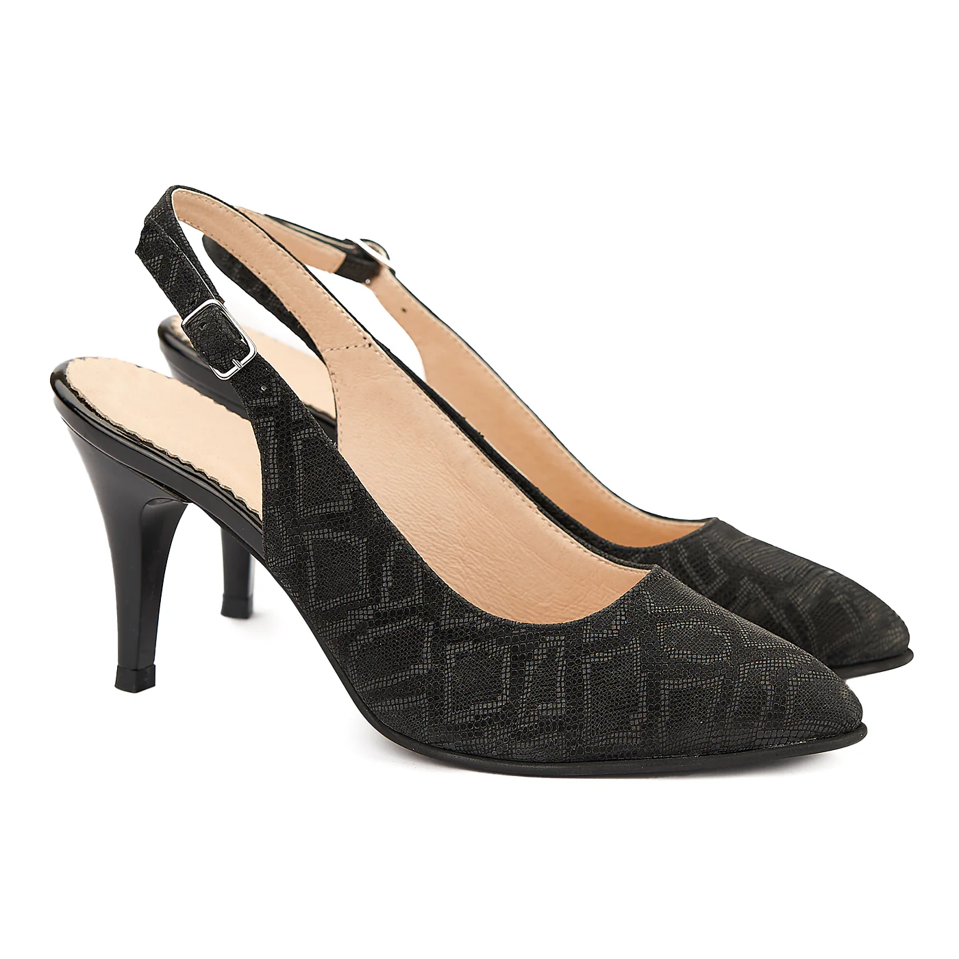 Sandale elegante din piele naturala neagra toc subtire 5037 - Image 2
