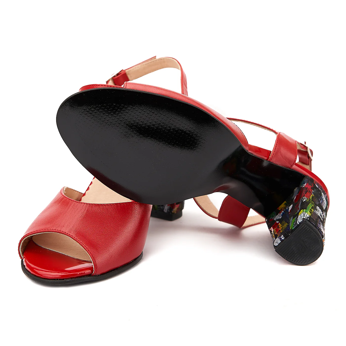 Sandale elegante din piele naturala rosie 5097 - Image 3