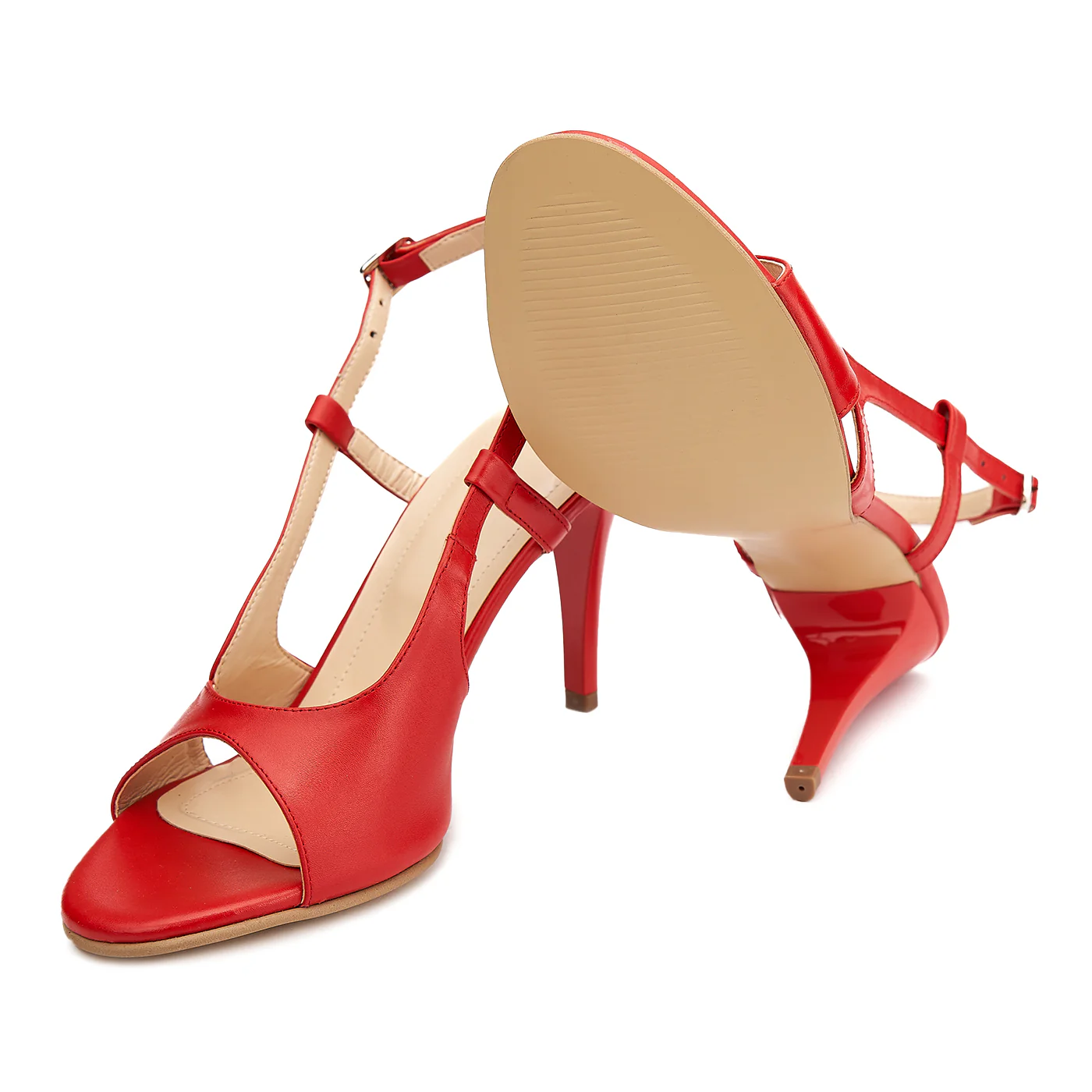 Sandale elegante din piele naturala rosie 5177 - Image 3
