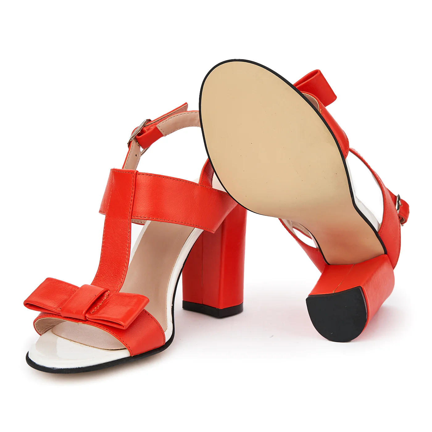 Sandale elegante din piele naturala rosie 5639 - Image 3