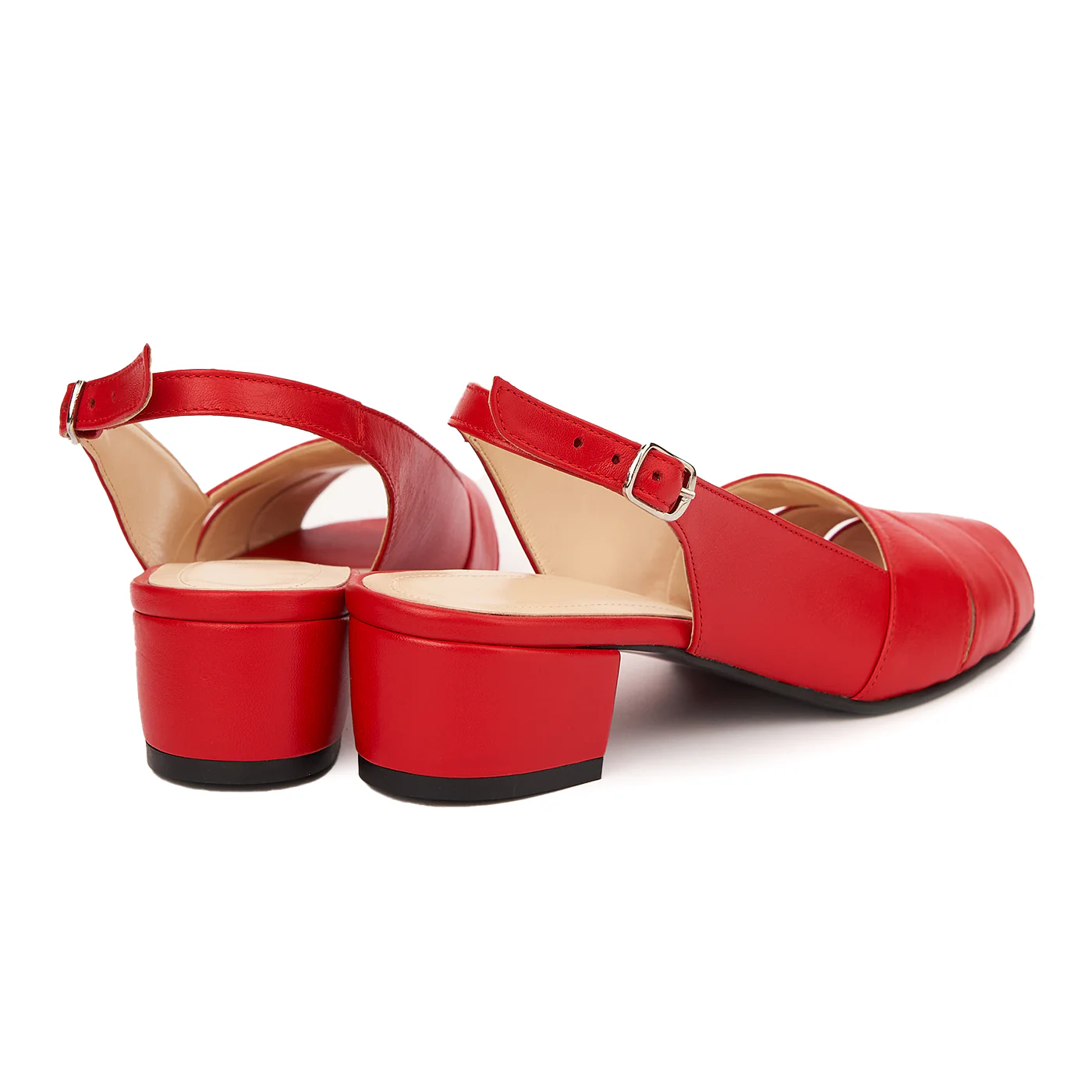 Sandale elegante din piele naturala rosie cu toc mic 5530 - Image 2