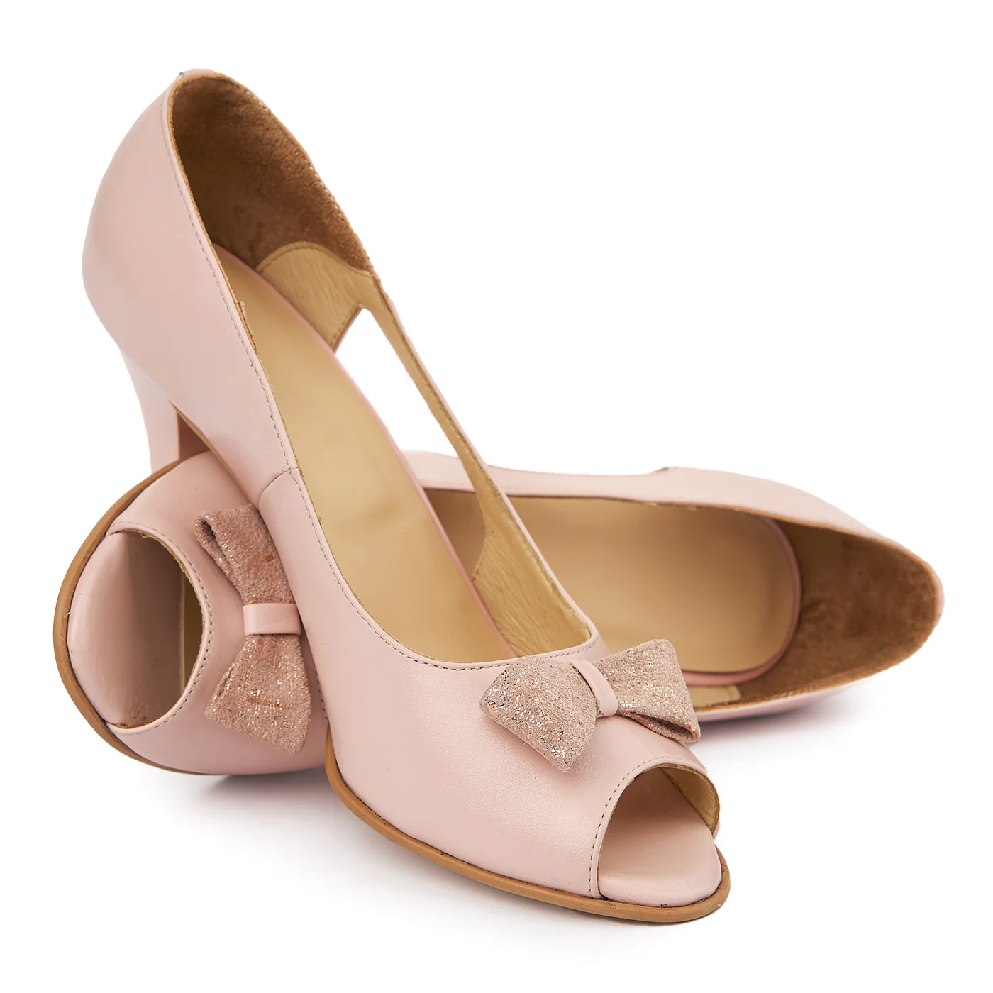 Pantofi eleganti din piele naturala bej 5987 - Image 4