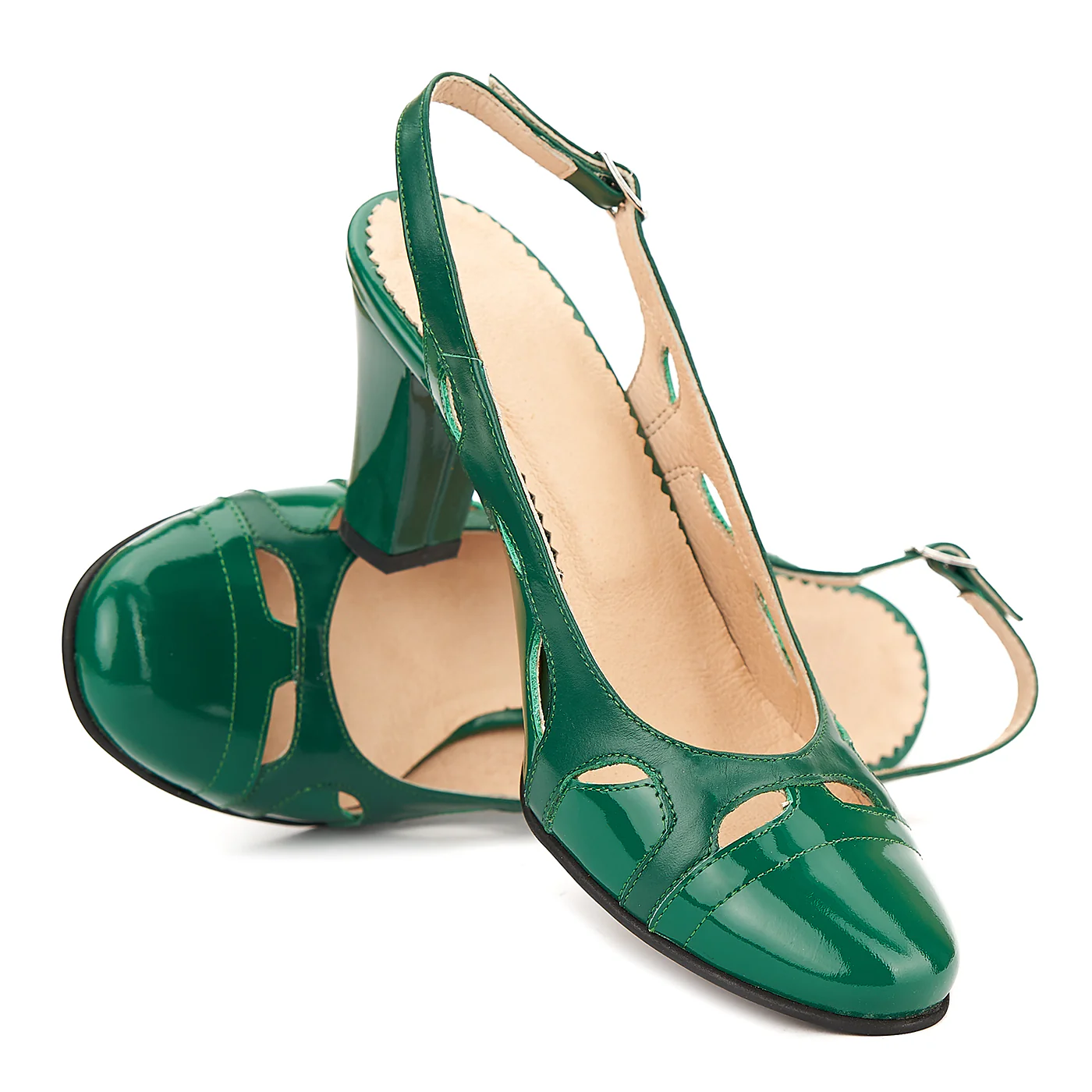 Sandale elegante din piele naturala verde 5007 - Image 4