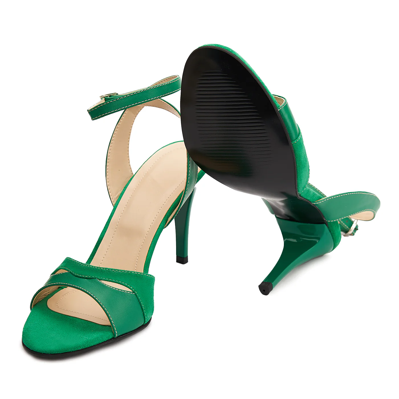 Sandale elegante din piele naturala verde 5172 - Image 3
