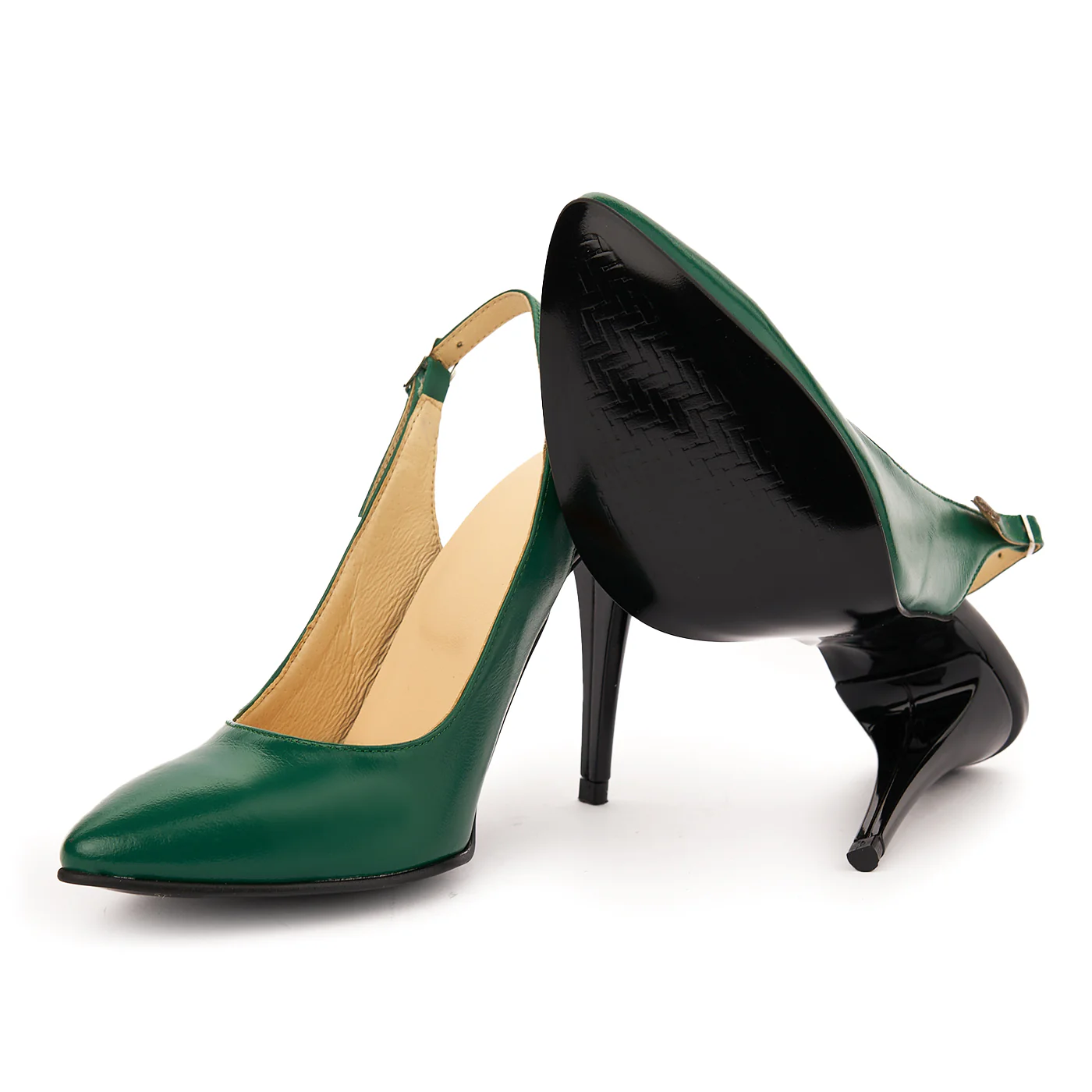 Sandale elegante din piele naturala verde 5755 - Image 3