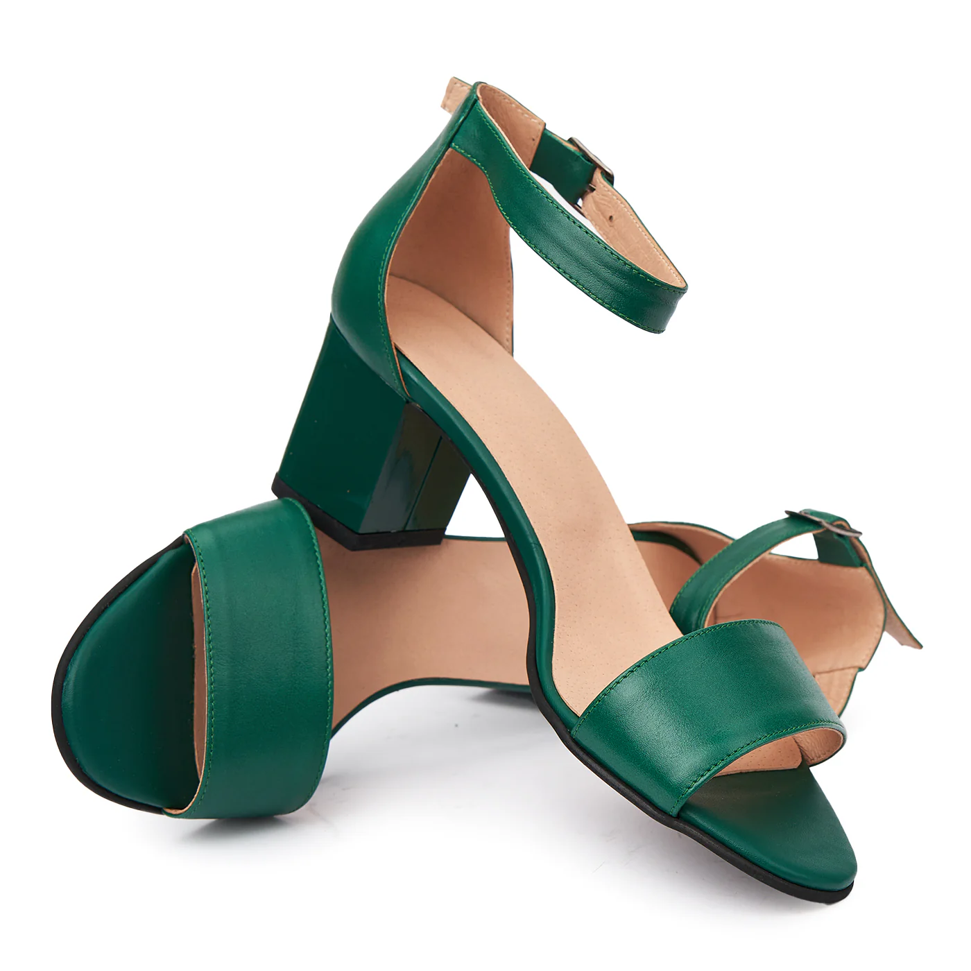 Sandale elegante din piele naturala verde 5786 - Image 4